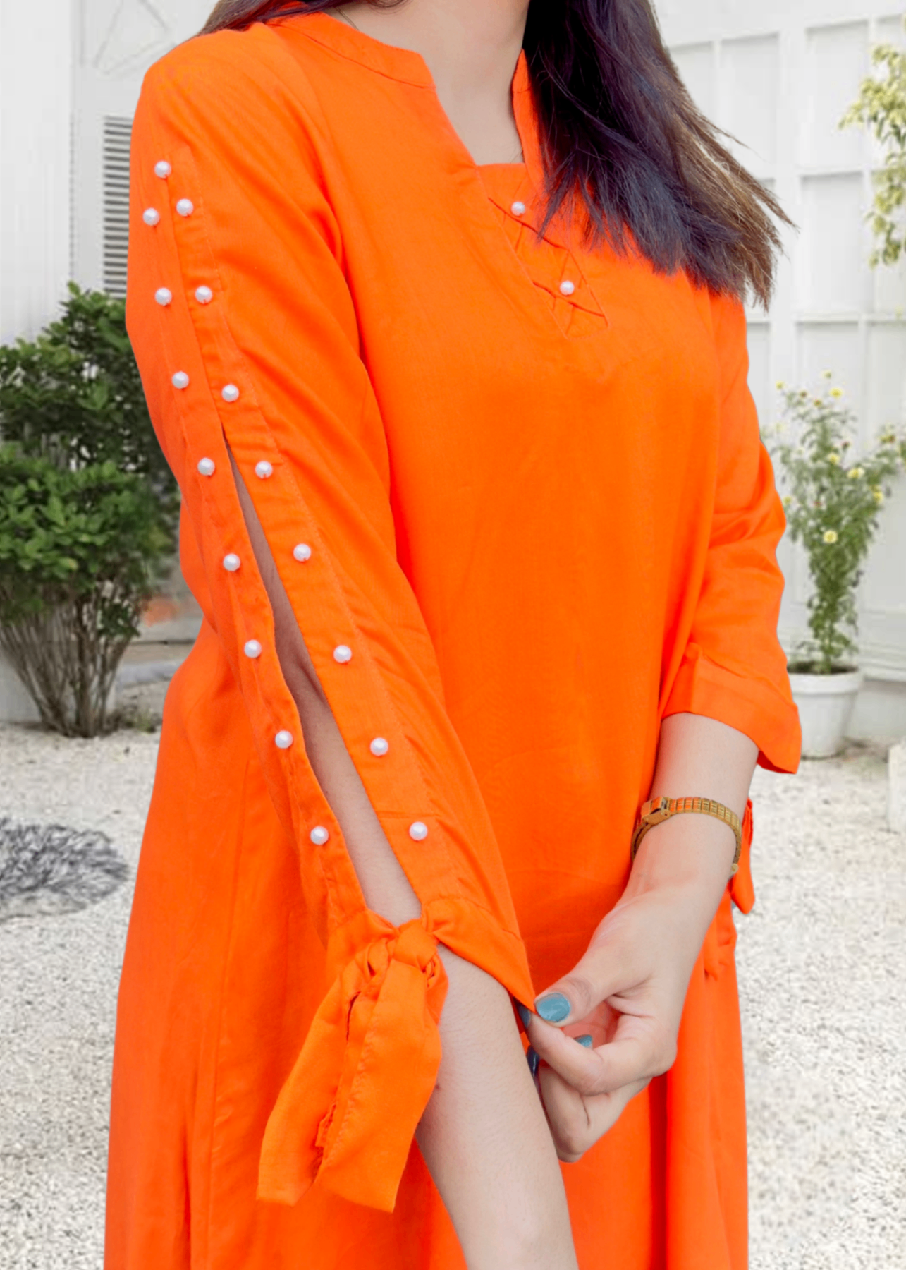 Pretbee Trendy Short Style Orange Shirt Women 1pcs