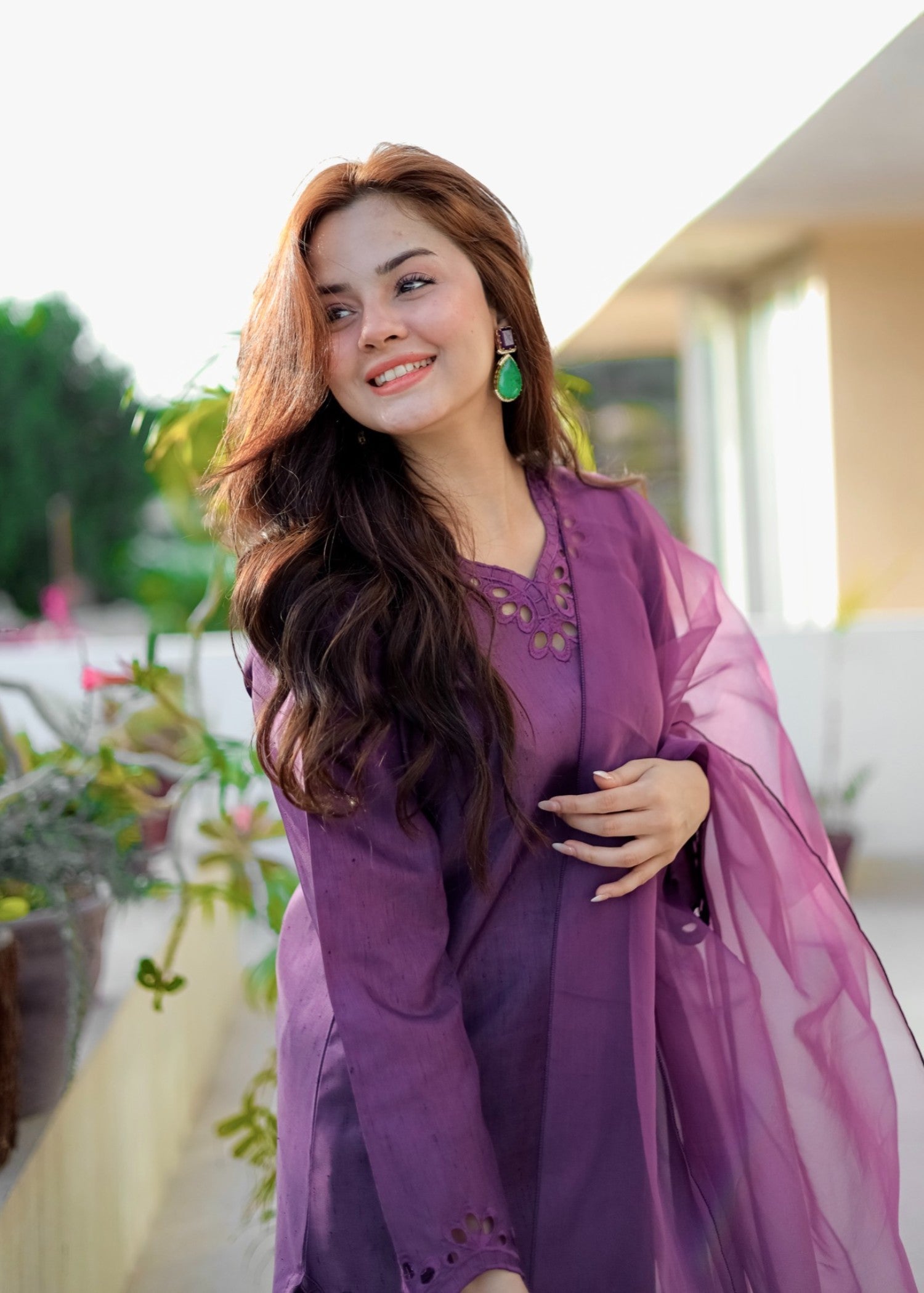 Naaz Couture Dark Purple Raw Silk Suit Women 3pcs