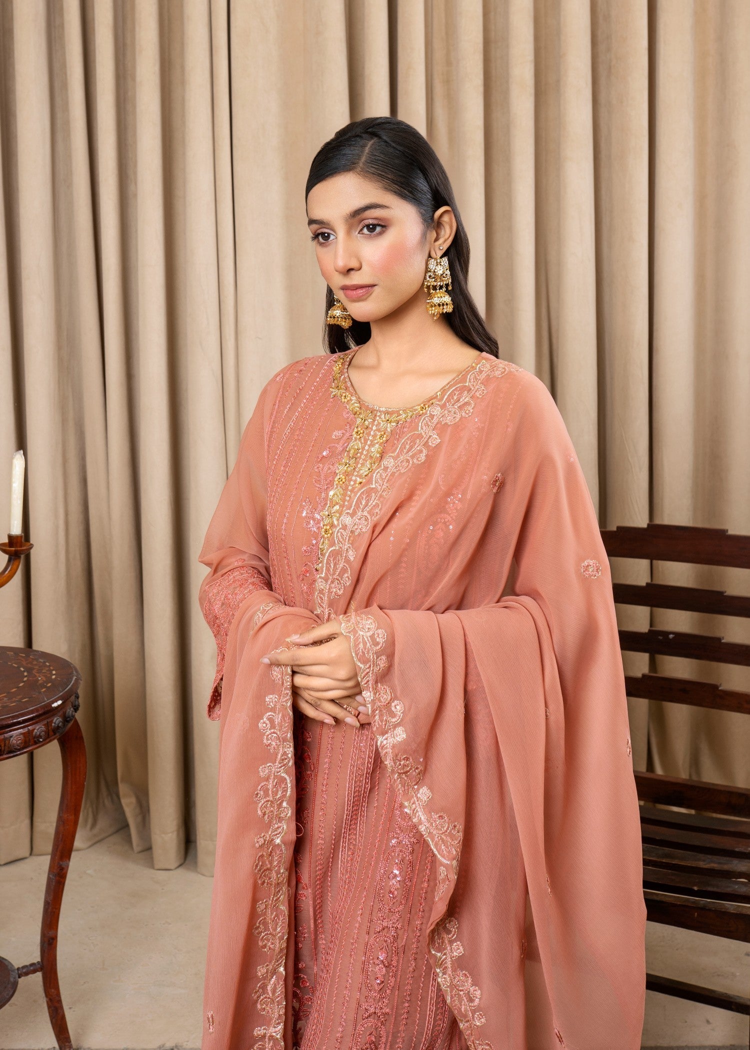 Four Season Boutique RUBBY SEQUENCE PEACH Women 3pcs