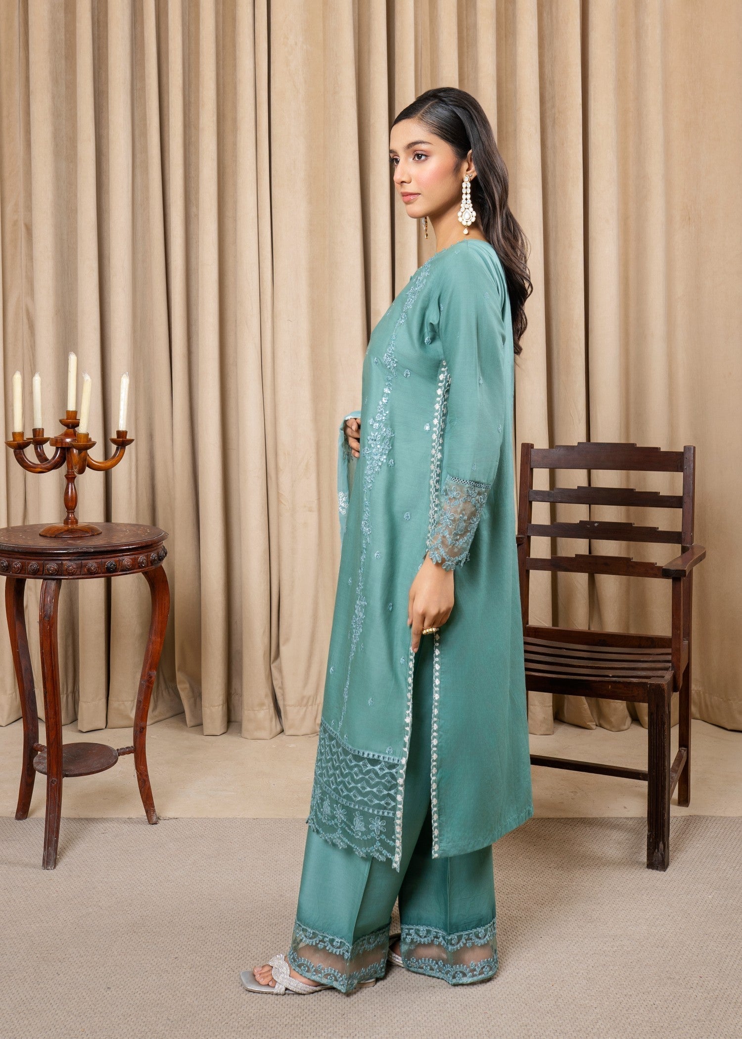 Four Season Boutique NOORANI COTTON SEA GREEN Women 3pcs