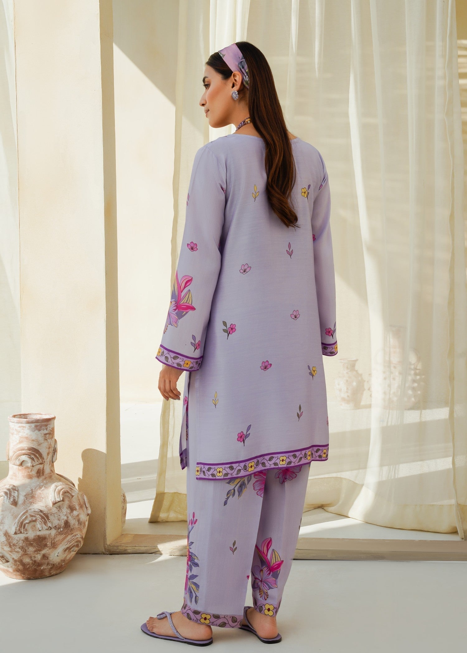 Divinely Crafted Women's Printed Cord Set Purple Haze Women 2pcs