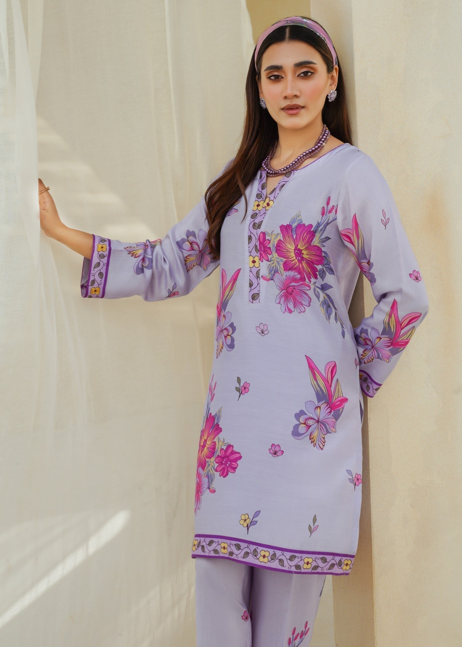 Divinely Crafted Women's Printed Cord Set Purple Haze Women 2pcs