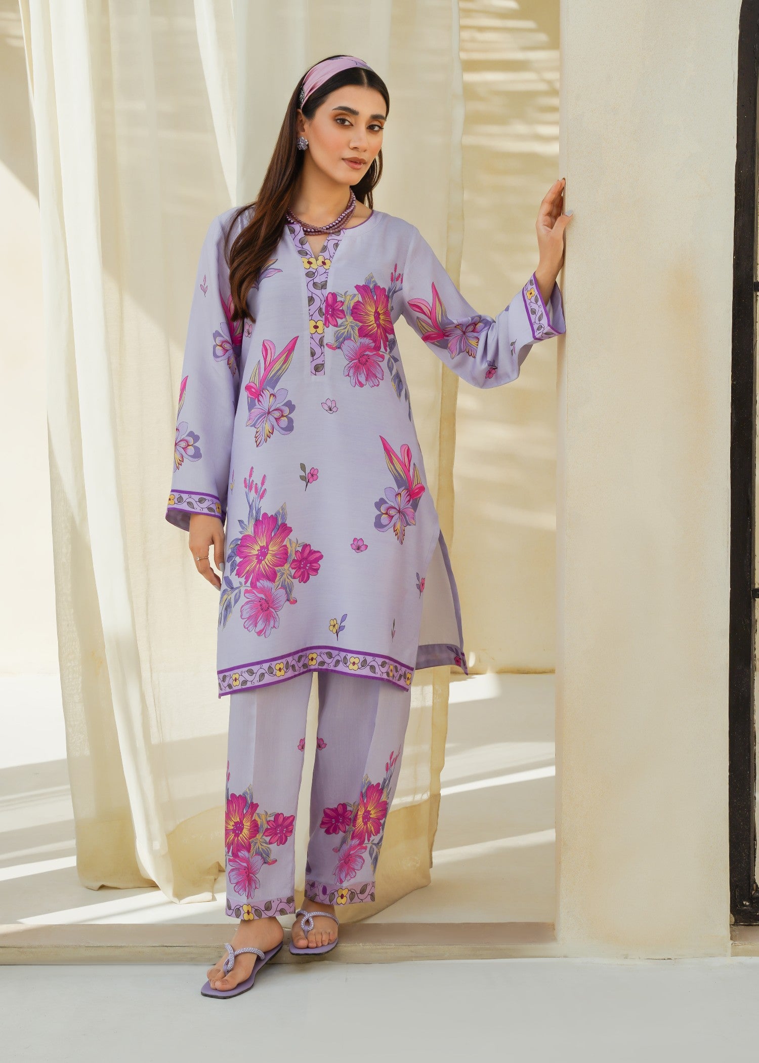 Divinely Crafted Women's Printed Cord Set Purple Haze Women 2pcs