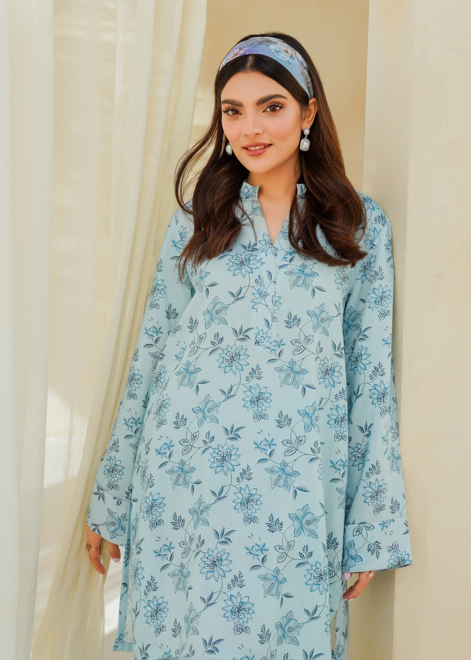 Divinely Crafted Women's Printed Cord Set Indigo Blossom Women 2pcs