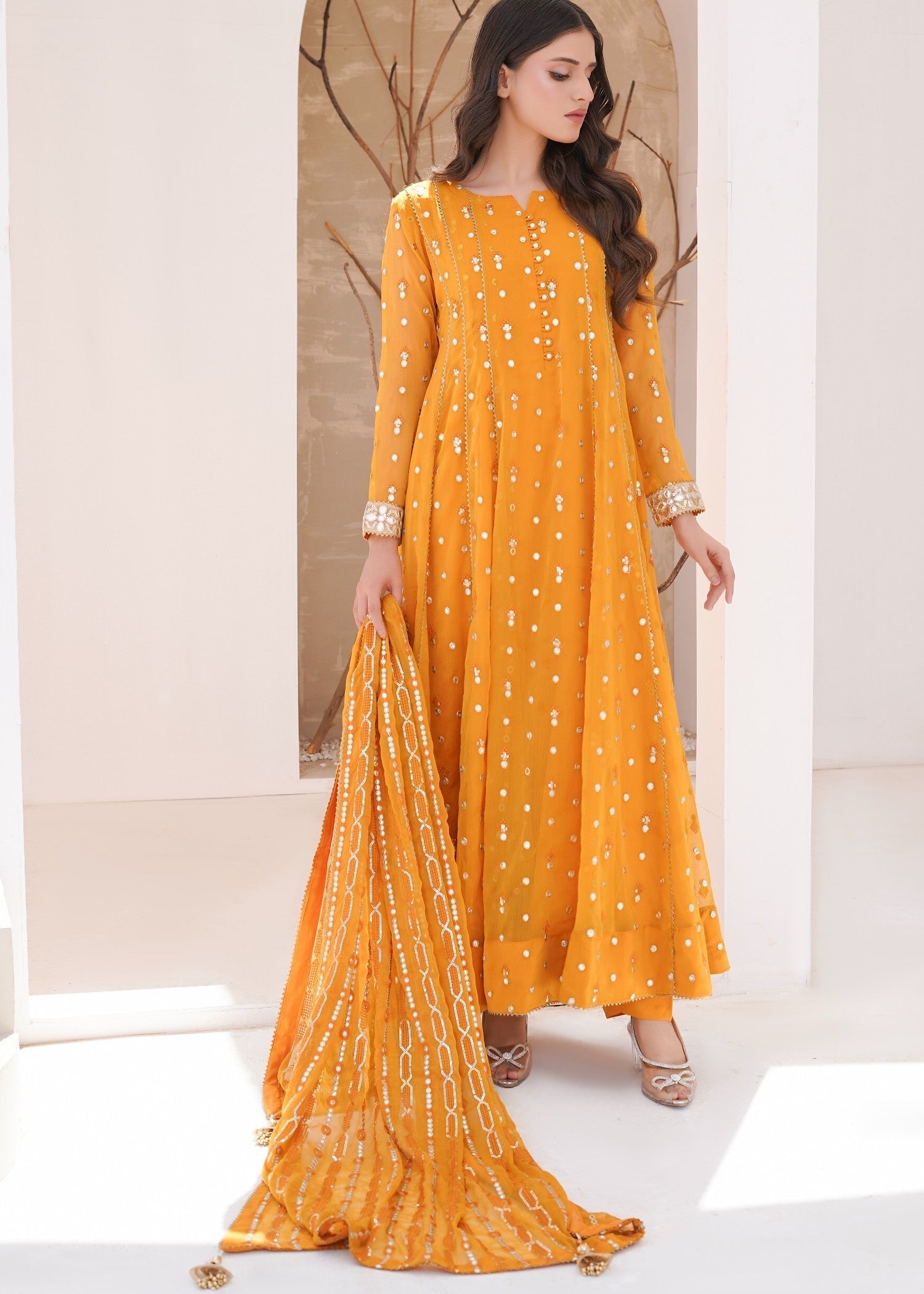 Ayesha Closet sundus mustard Women 3pcs