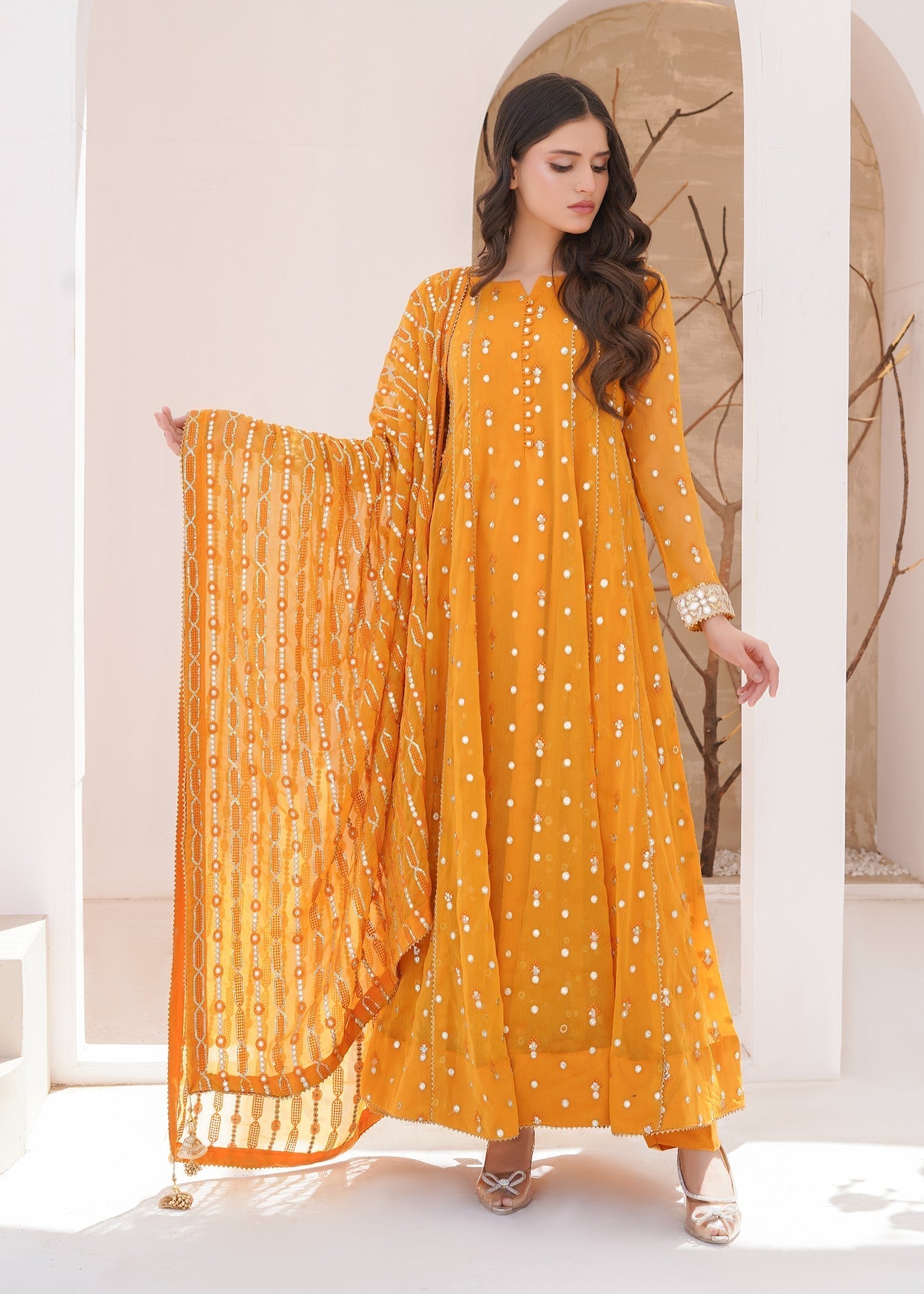 Ayesha Closet sundus mustard Women 3pcs