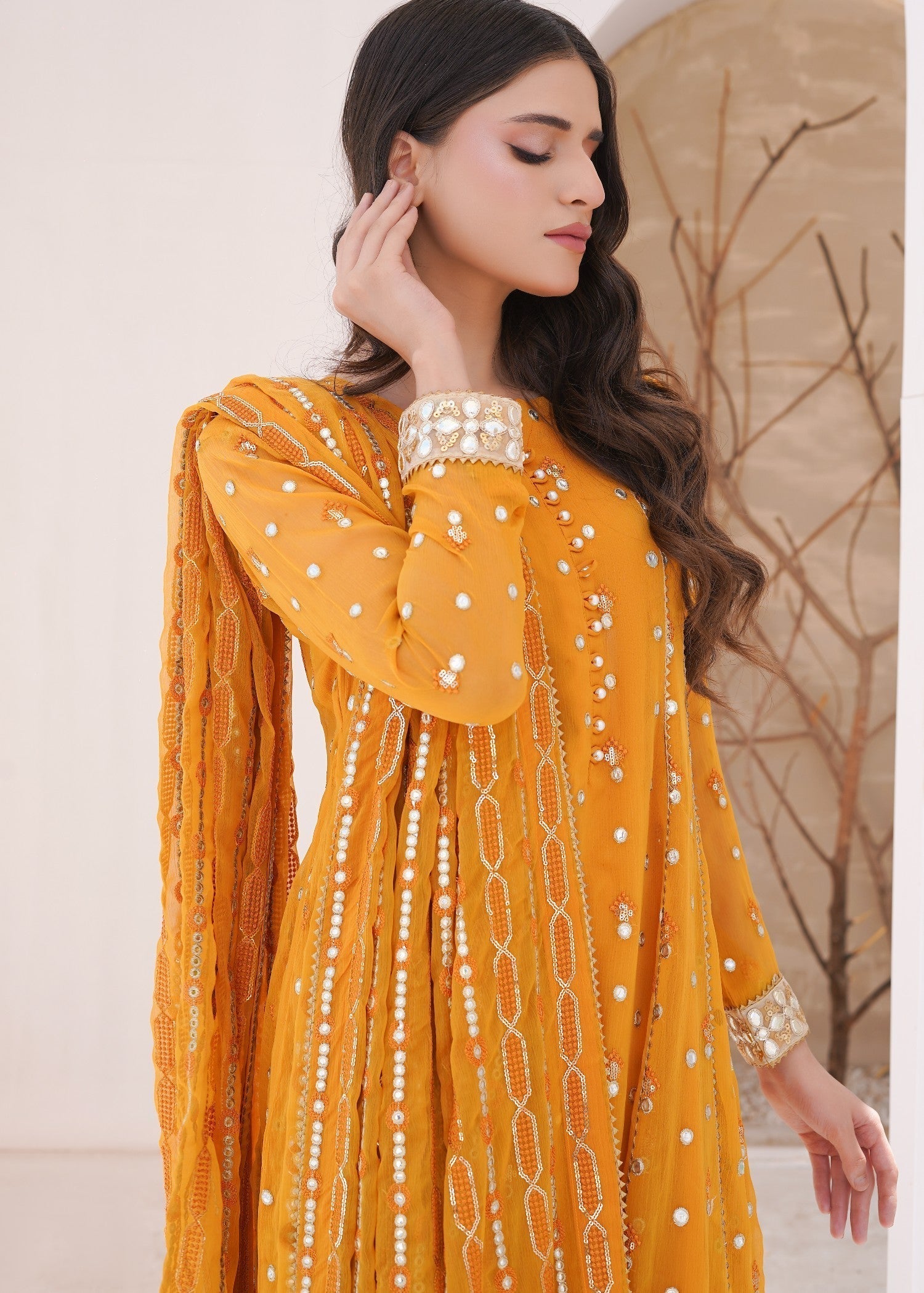 Ayesha Closet sundus mustard Women 3pcs
