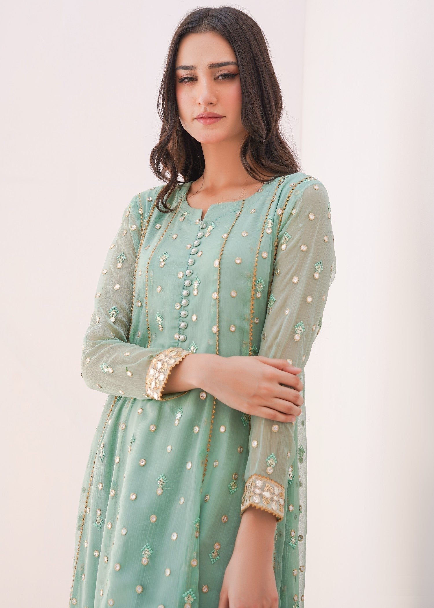 Ayesha Closet sundus pastel green Women 3pcs
