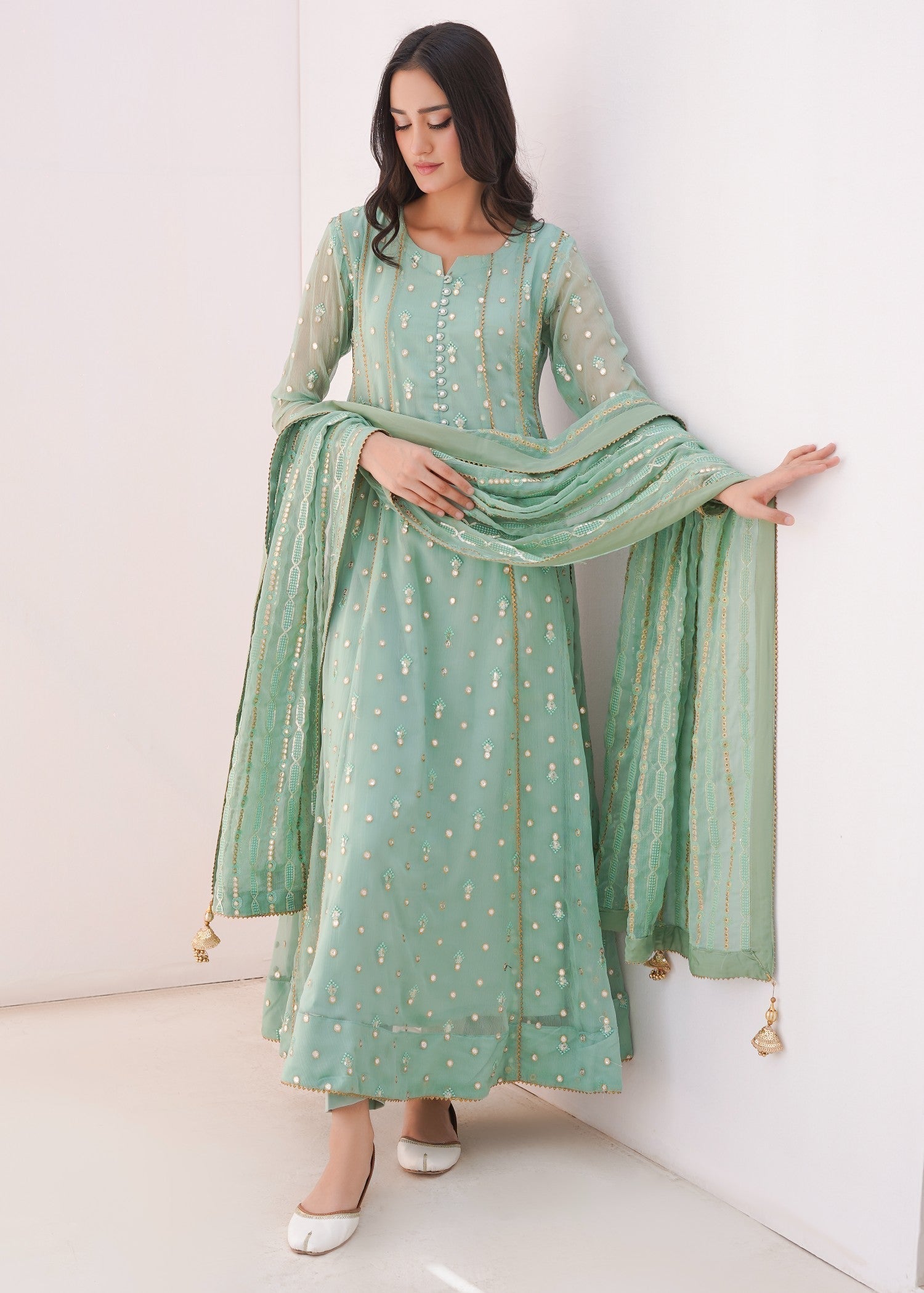 Ayesha Closet sundus pastel green Women 3pcs