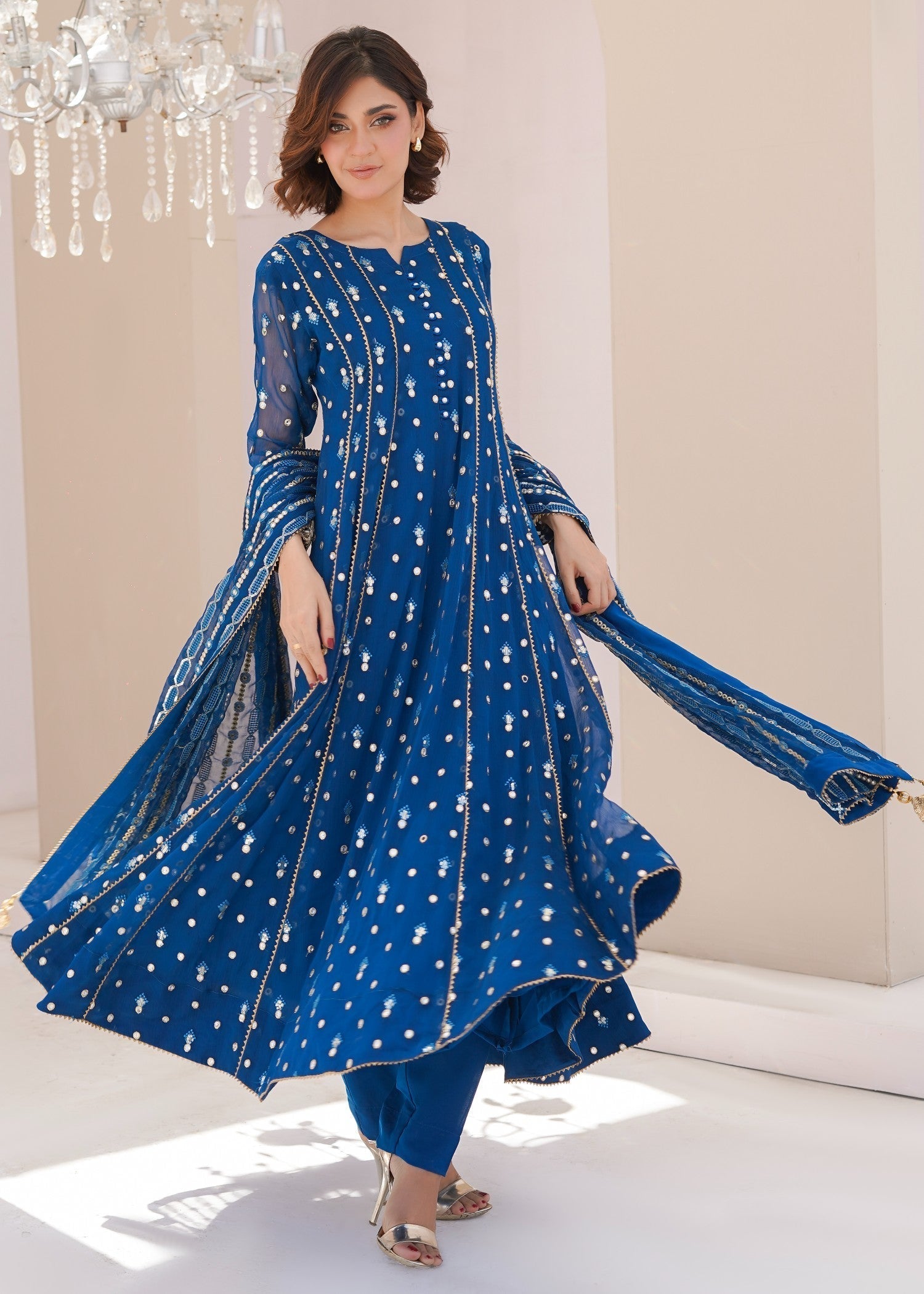 Ayesha Closet sundus teal blue Women 3pcs