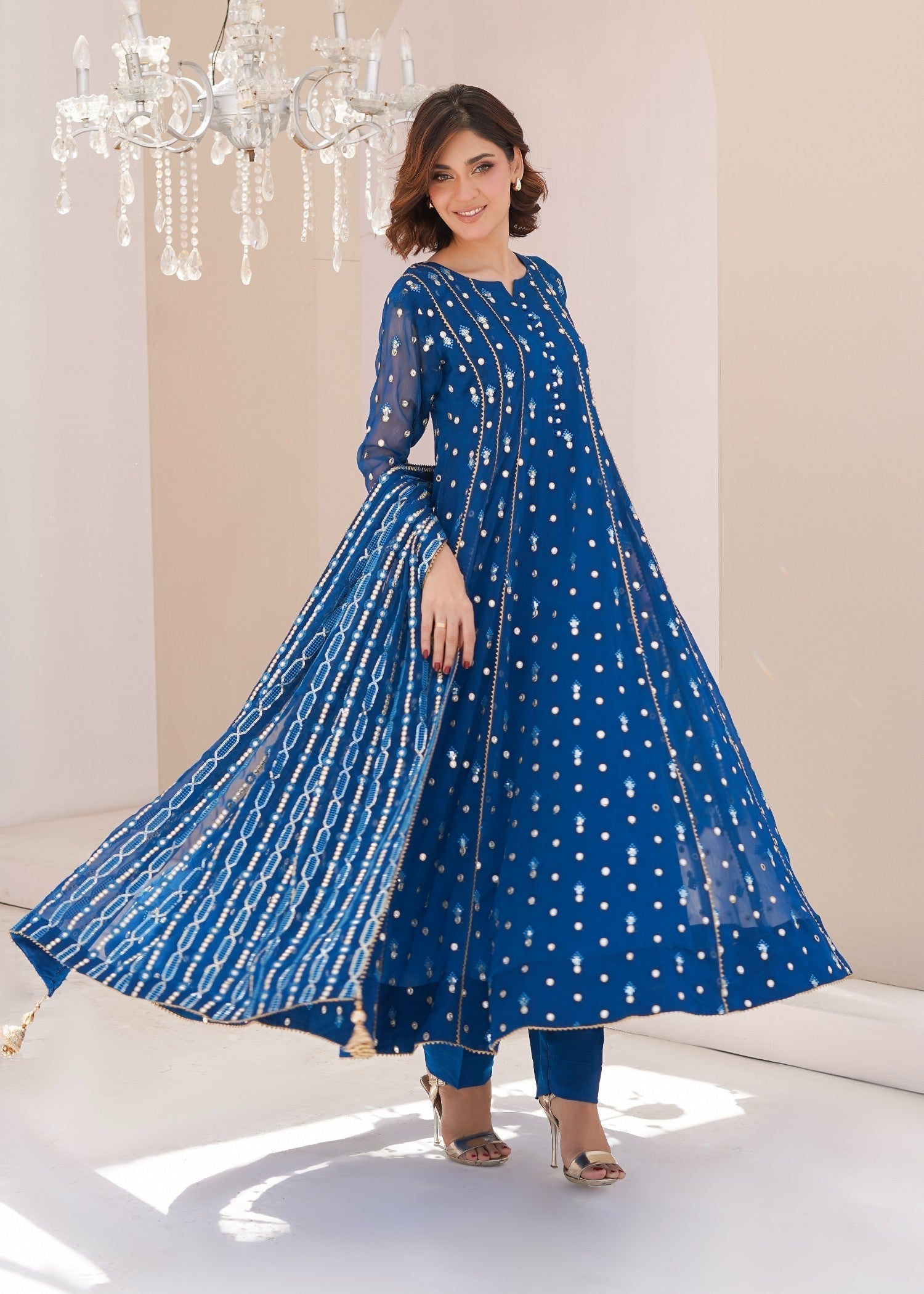 Ayesha Closet sundus teal blue Women 3pcs