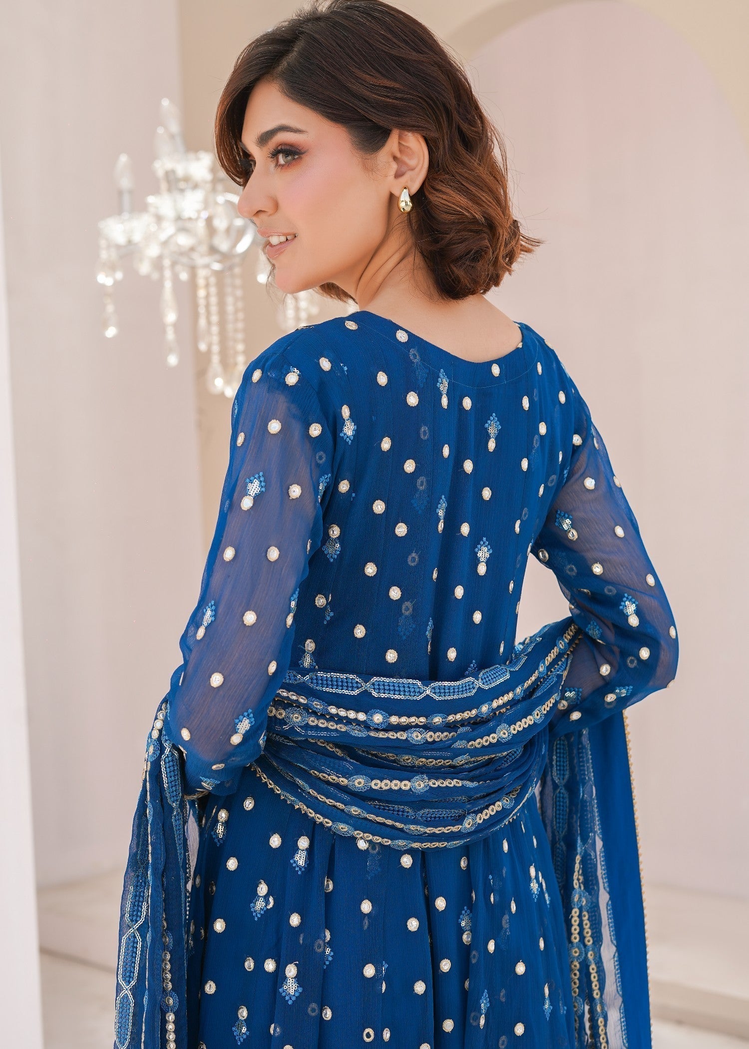 Ayesha Closet sundus teal blue Women 3pcs