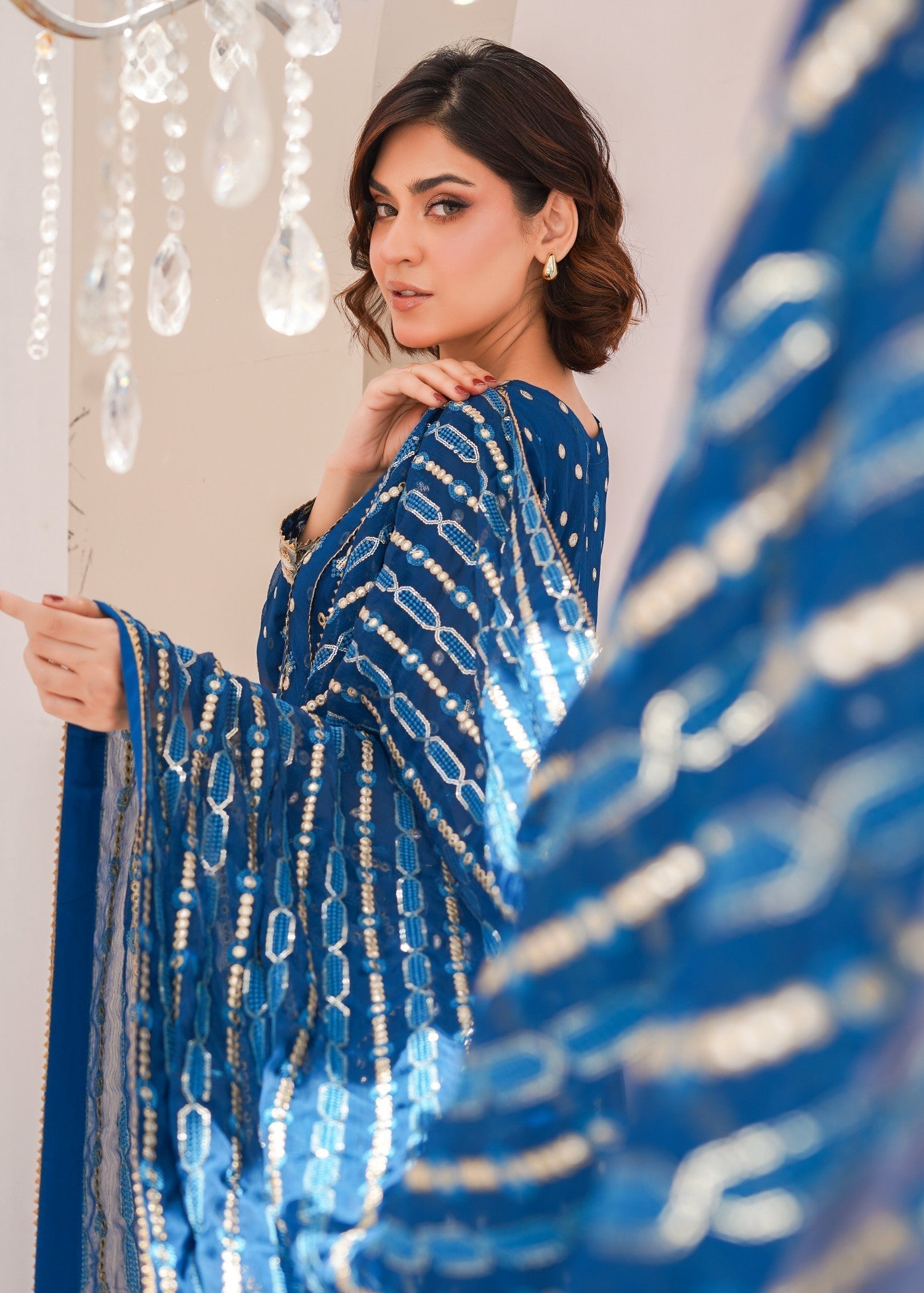 Ayesha Closet sundus teal blue Women 3pcs