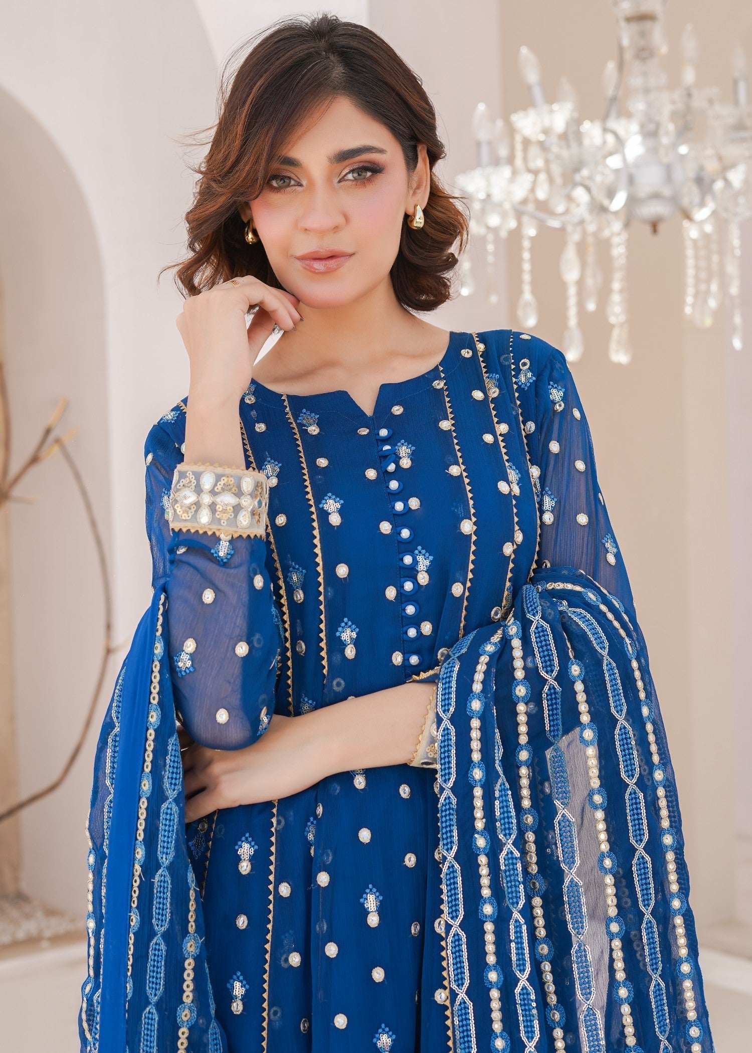 Ayesha Closet sundus teal blue Women 3pcs