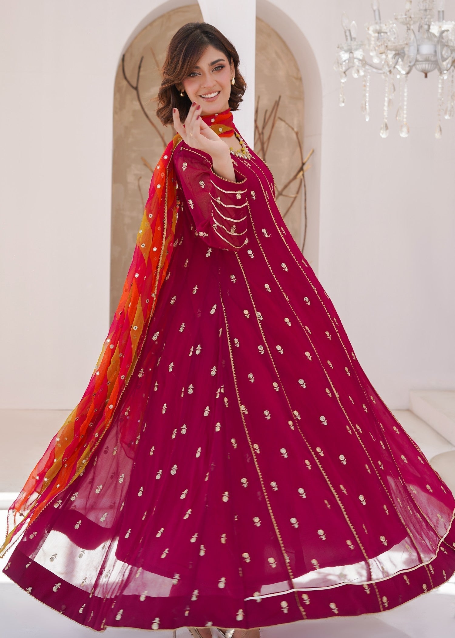 Ayesha Closet Fajr crimson red Women 3pcs