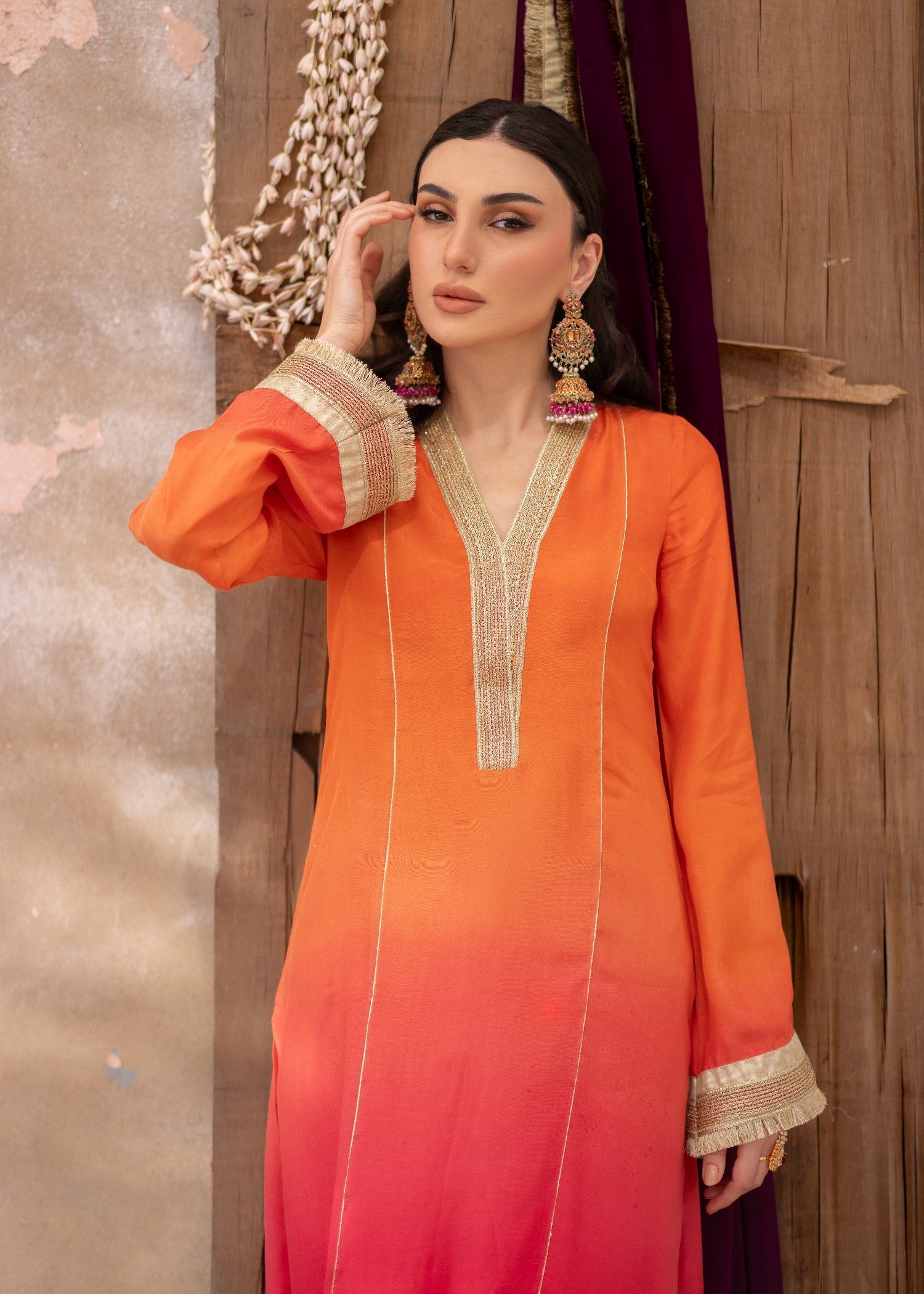Daak & Co. Manizeh Pink Orange Ombré () Women 3pcs