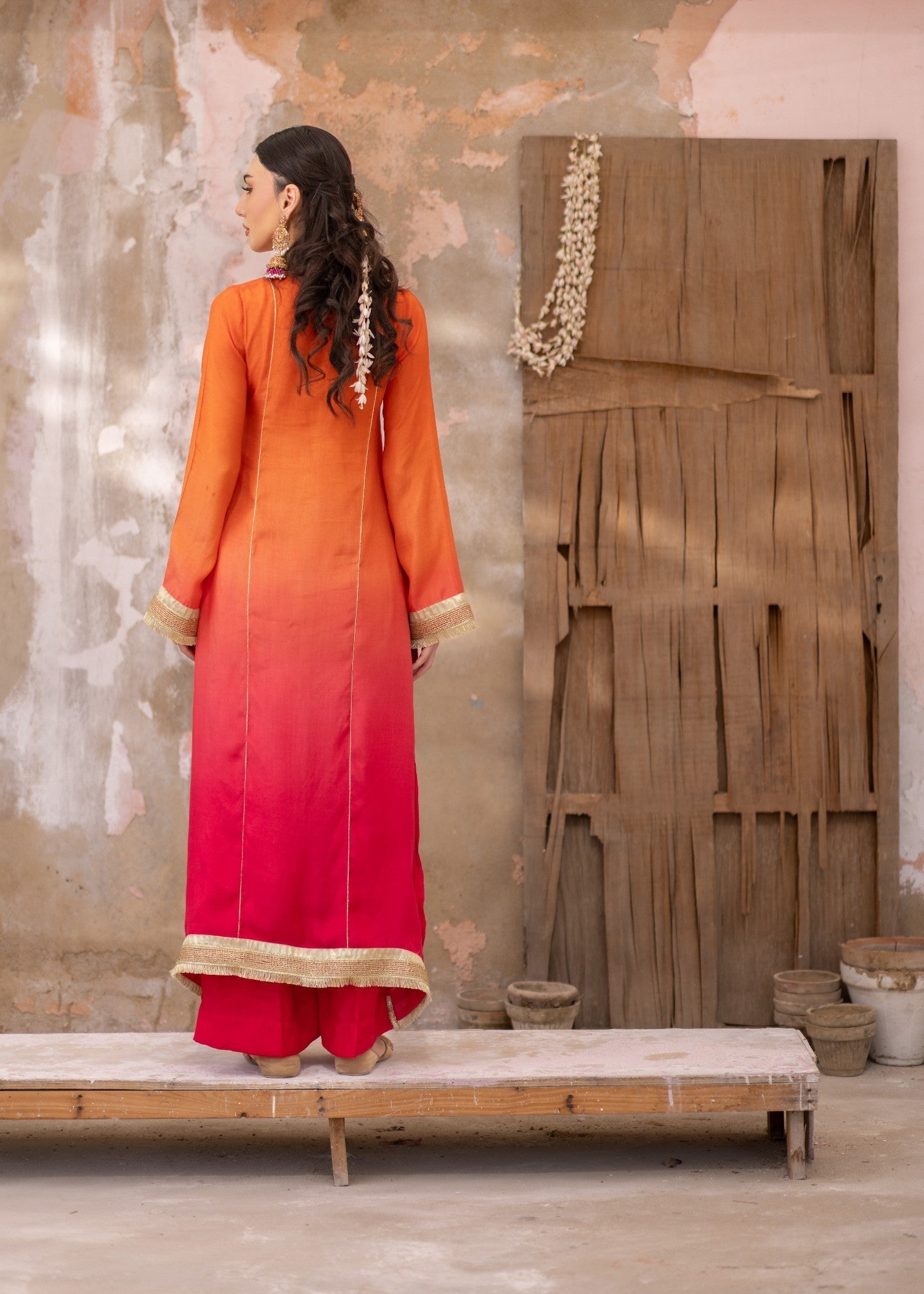 Daak & Co. Manizeh Pink Orange Ombré () Women 3pcs