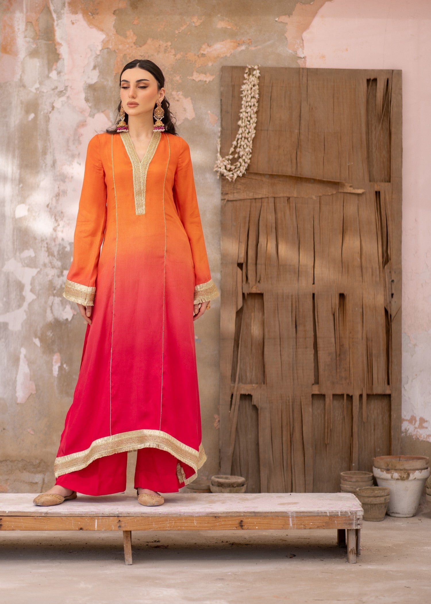 Daak & Co. Manizeh Pink Orange Ombré () Women 3pcs