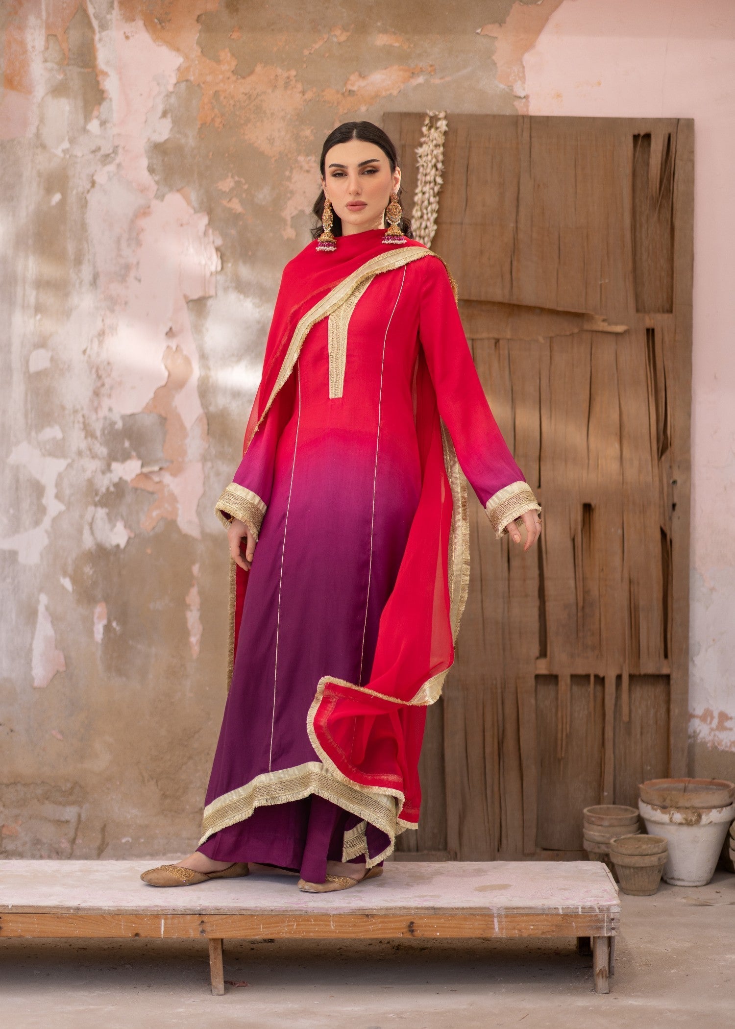 Daak & Co. Manizeh Pink Purple Ombré () Women 3pcs