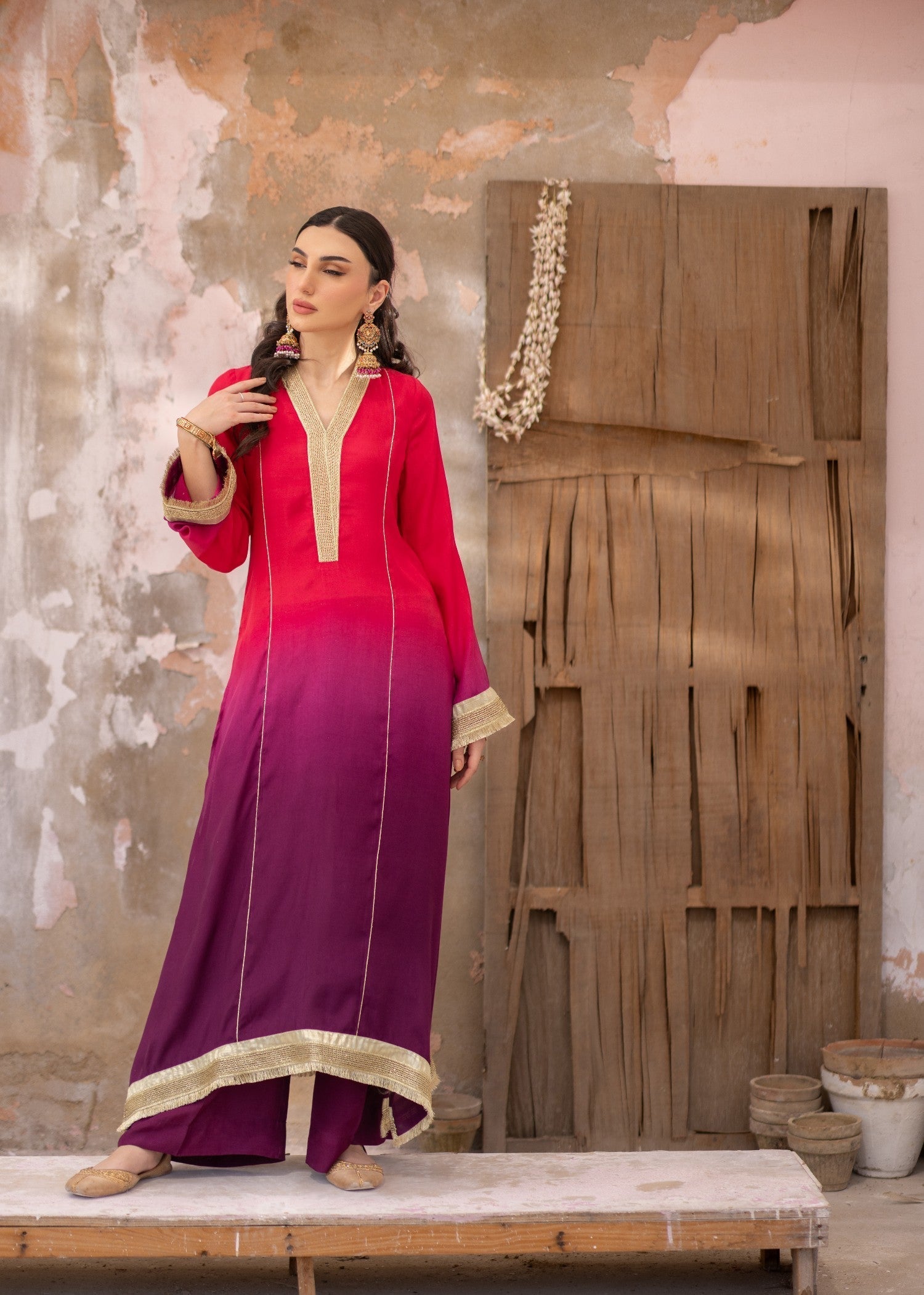 Daak & Co. Manizeh Pink Purple Ombré () Women 3pcs