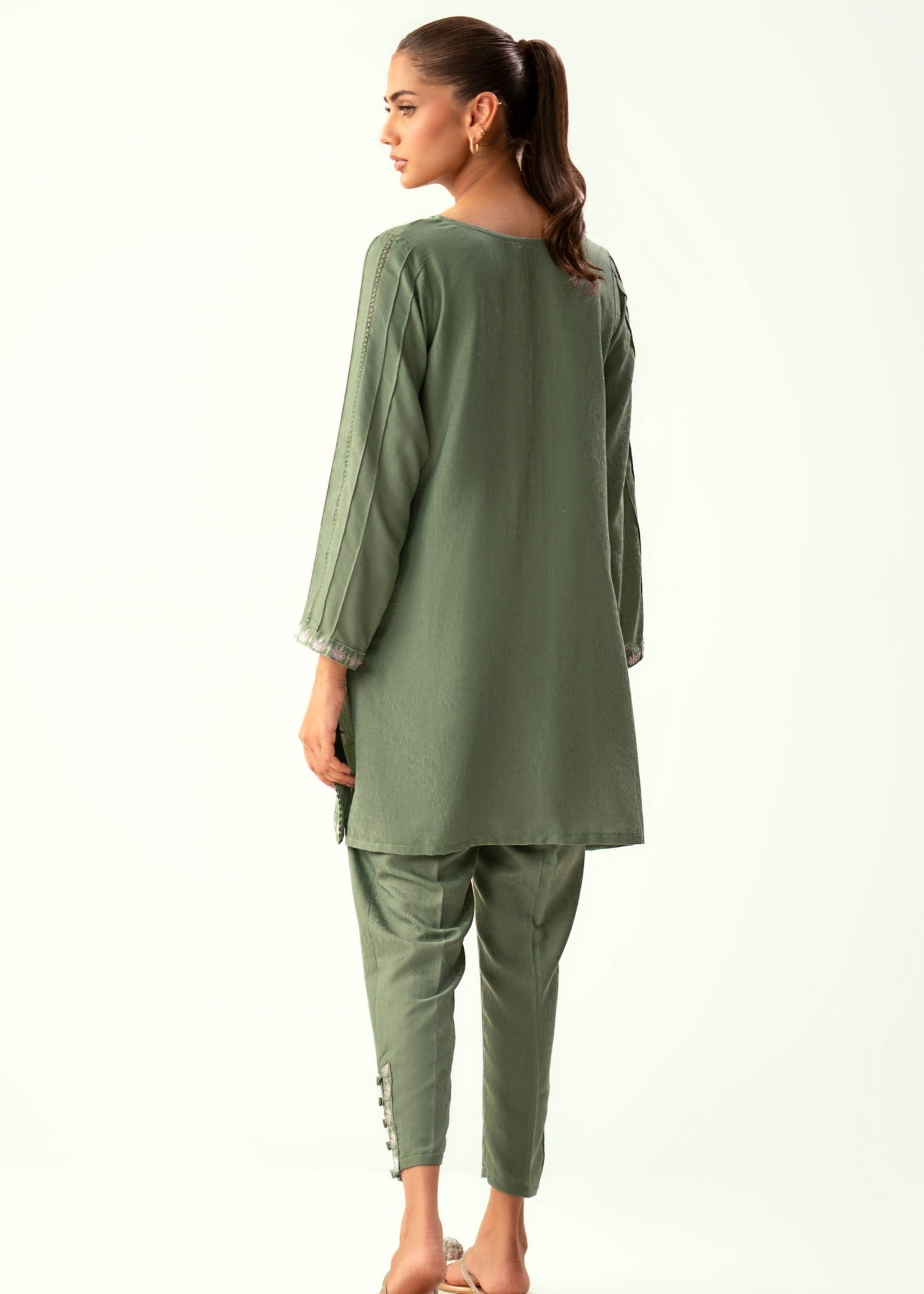 Zeen Stitched Embroidered Cotton Satin Suit WZM24308 Women 2pcs