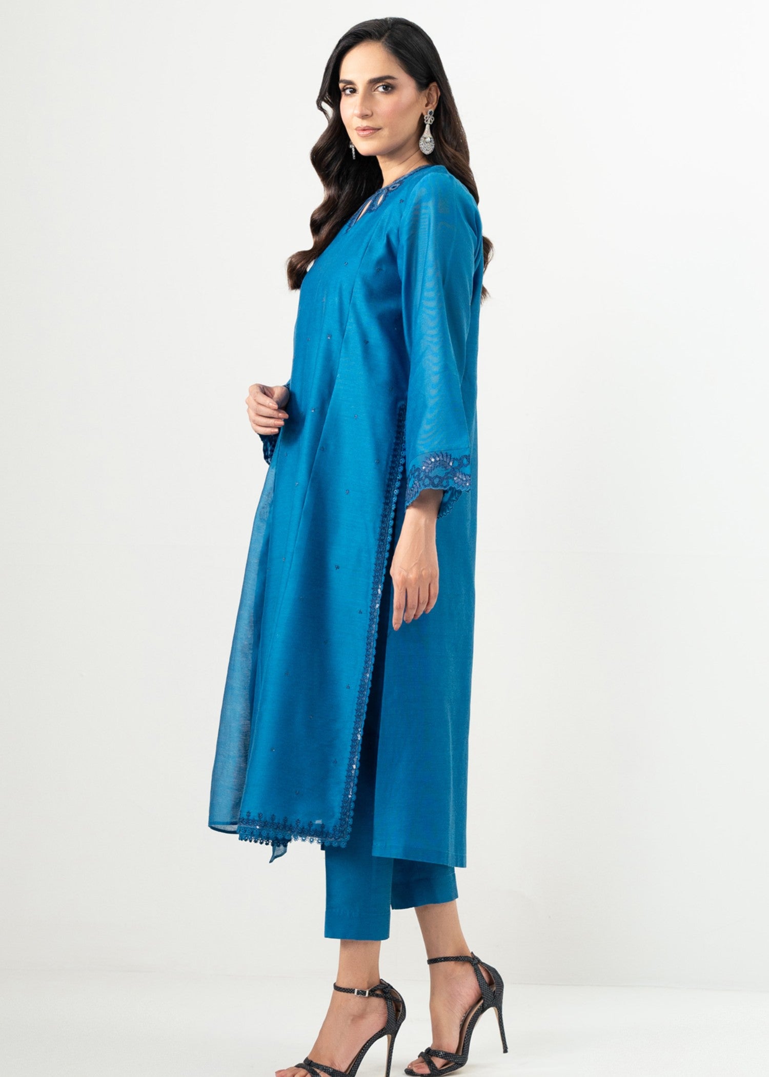 Zeen Stitched Embroidered Cotton Net Suit WZM34538 Women 3pcs