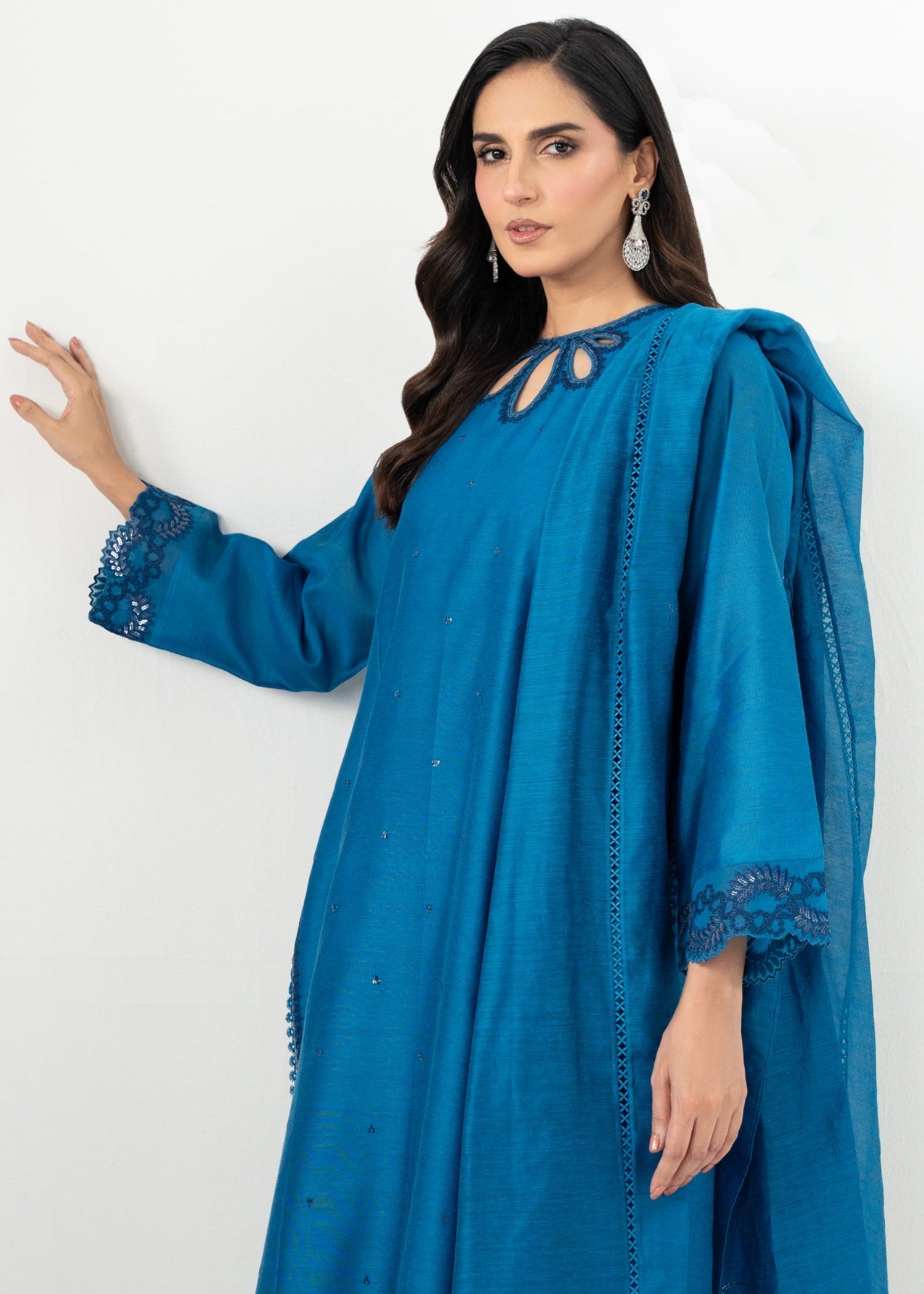 Zeen Stitched Embroidered Cotton Net Suit WZM34538 Women 3pcs