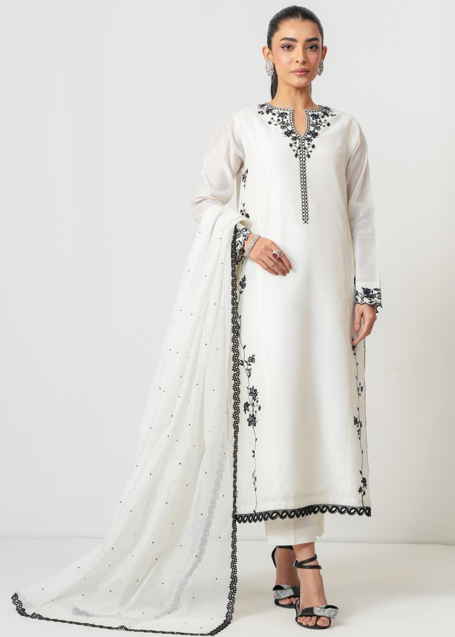 Zeen Stitched Embroidered Cotton Net Suit WZM35148 Women 3pcs