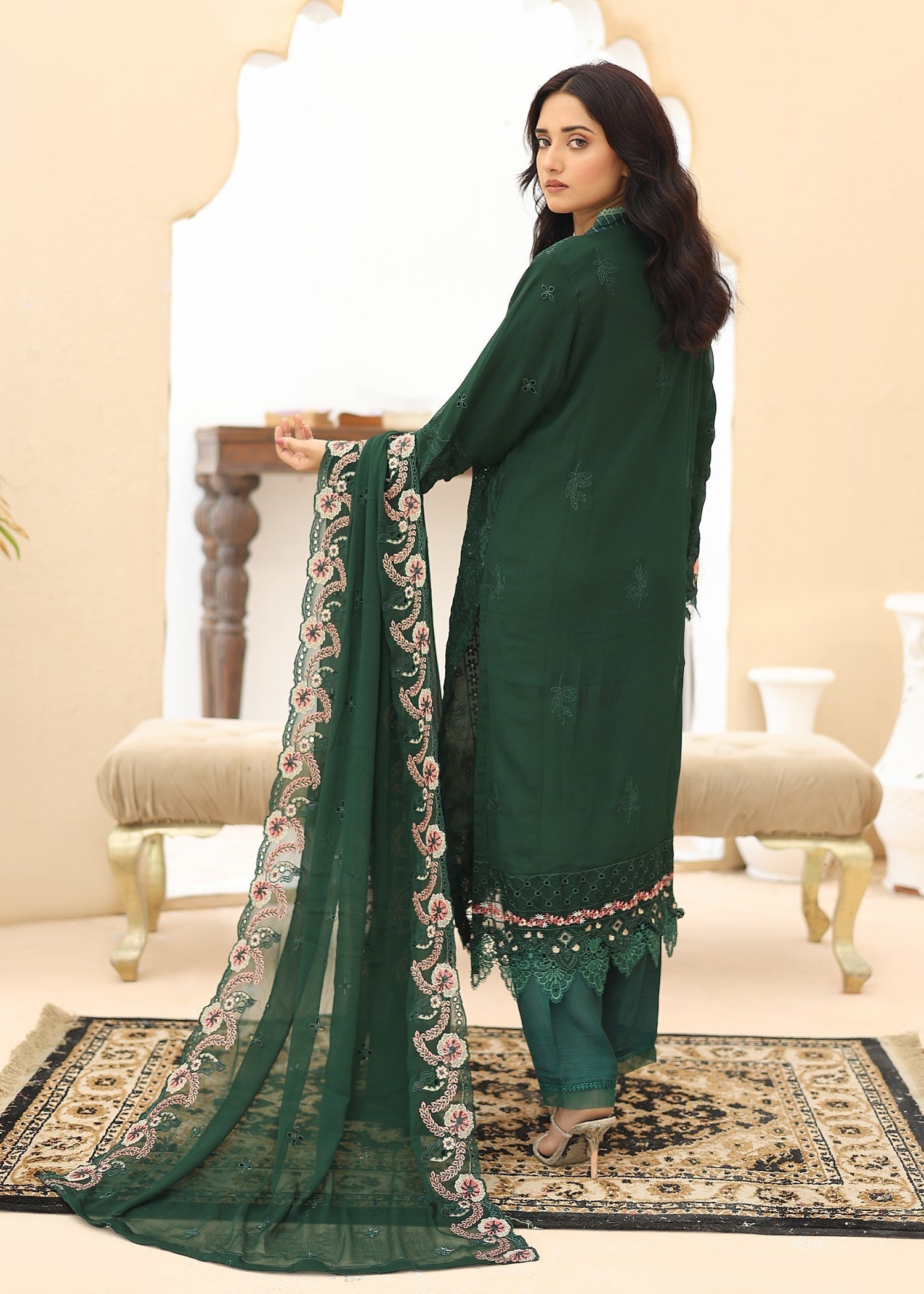 Umer Aayan BOTTLE GREEN BONITA Women 3pcs