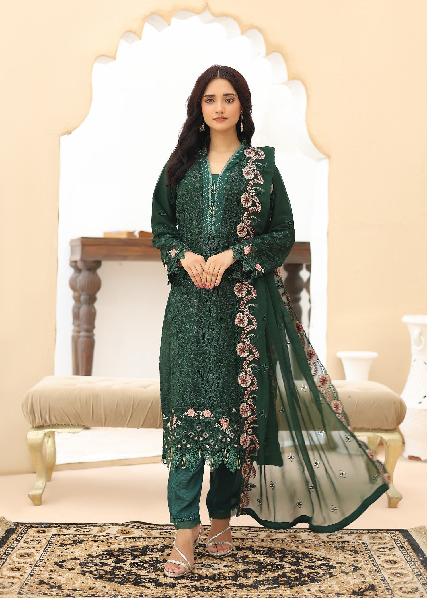 Umer Aayan BOTTLE GREEN BONITA Women 3pcs