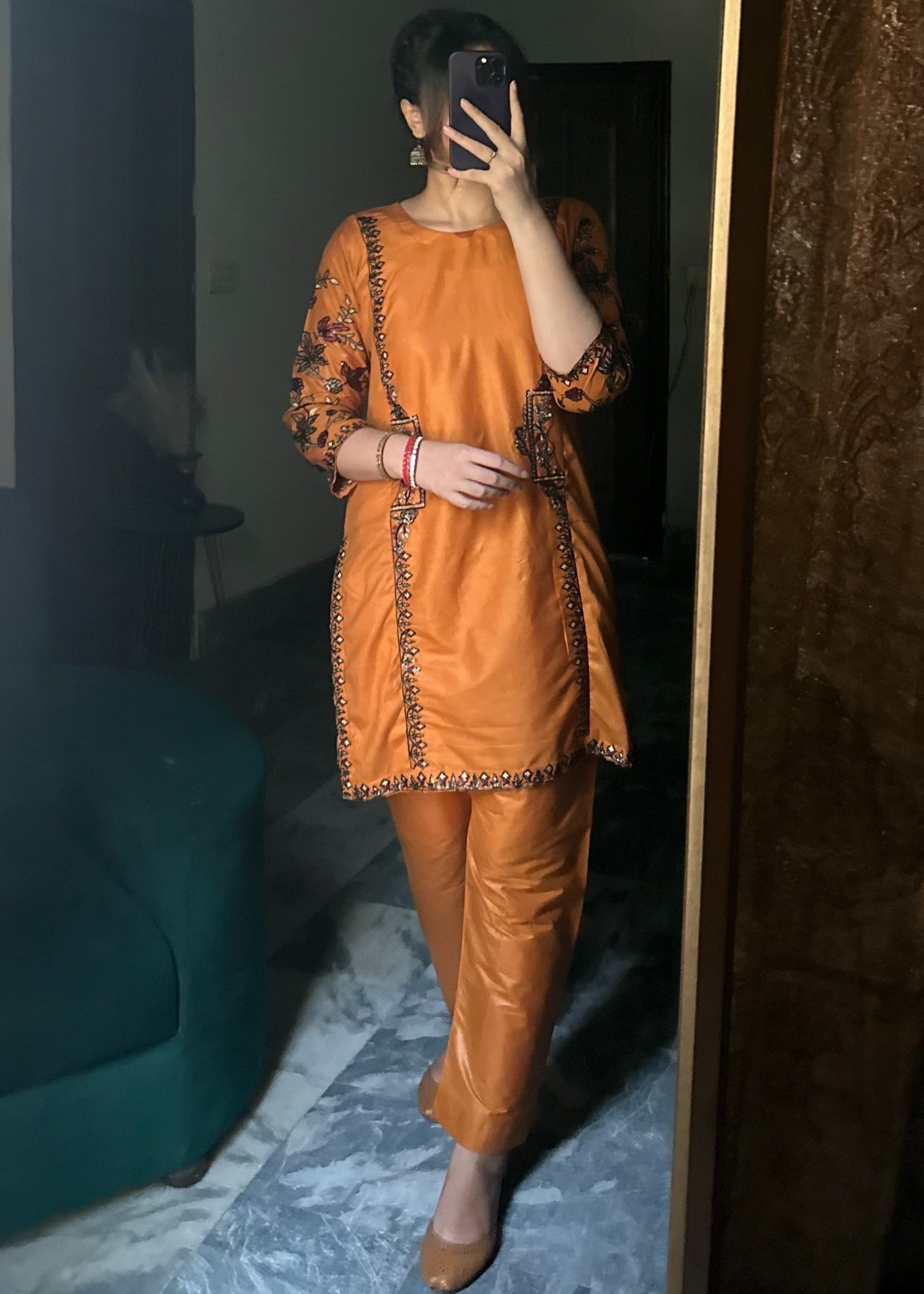 Tawakal Closet side emb orange Women 2pcs