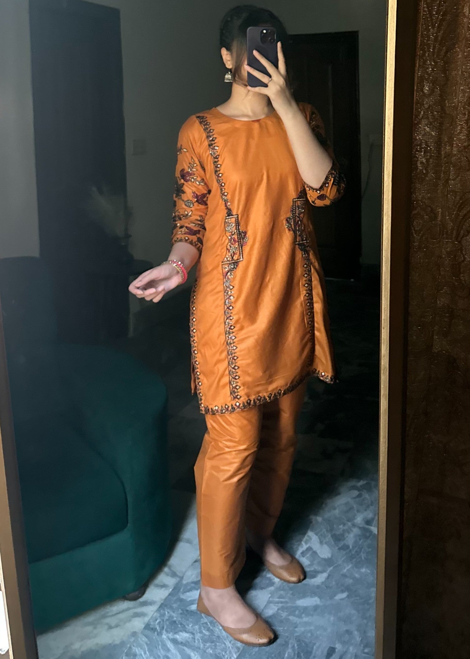 Tawakal Closet side emb orange Women 2pcs