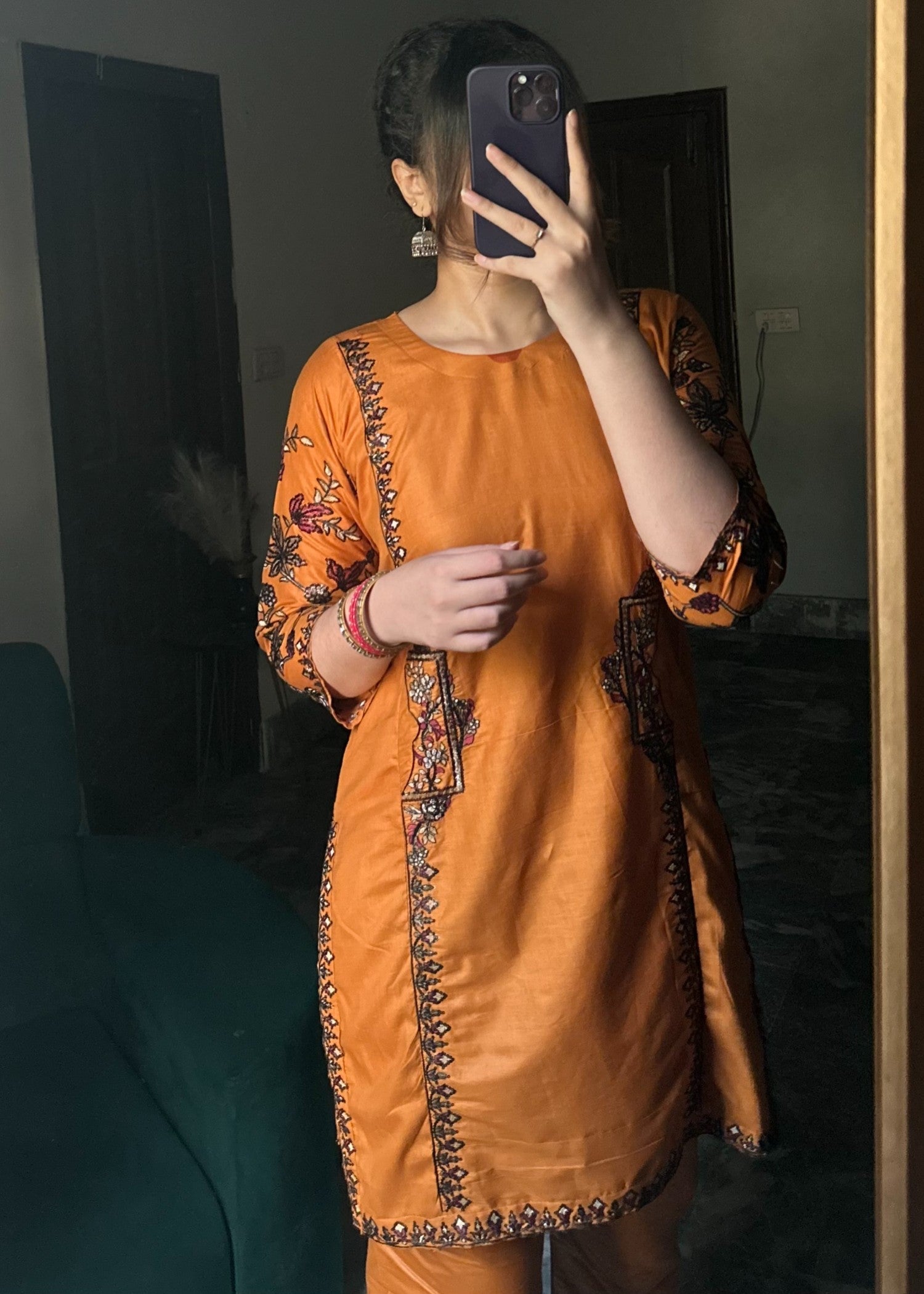 Tawakal Closet side emb orange Women 2pcs