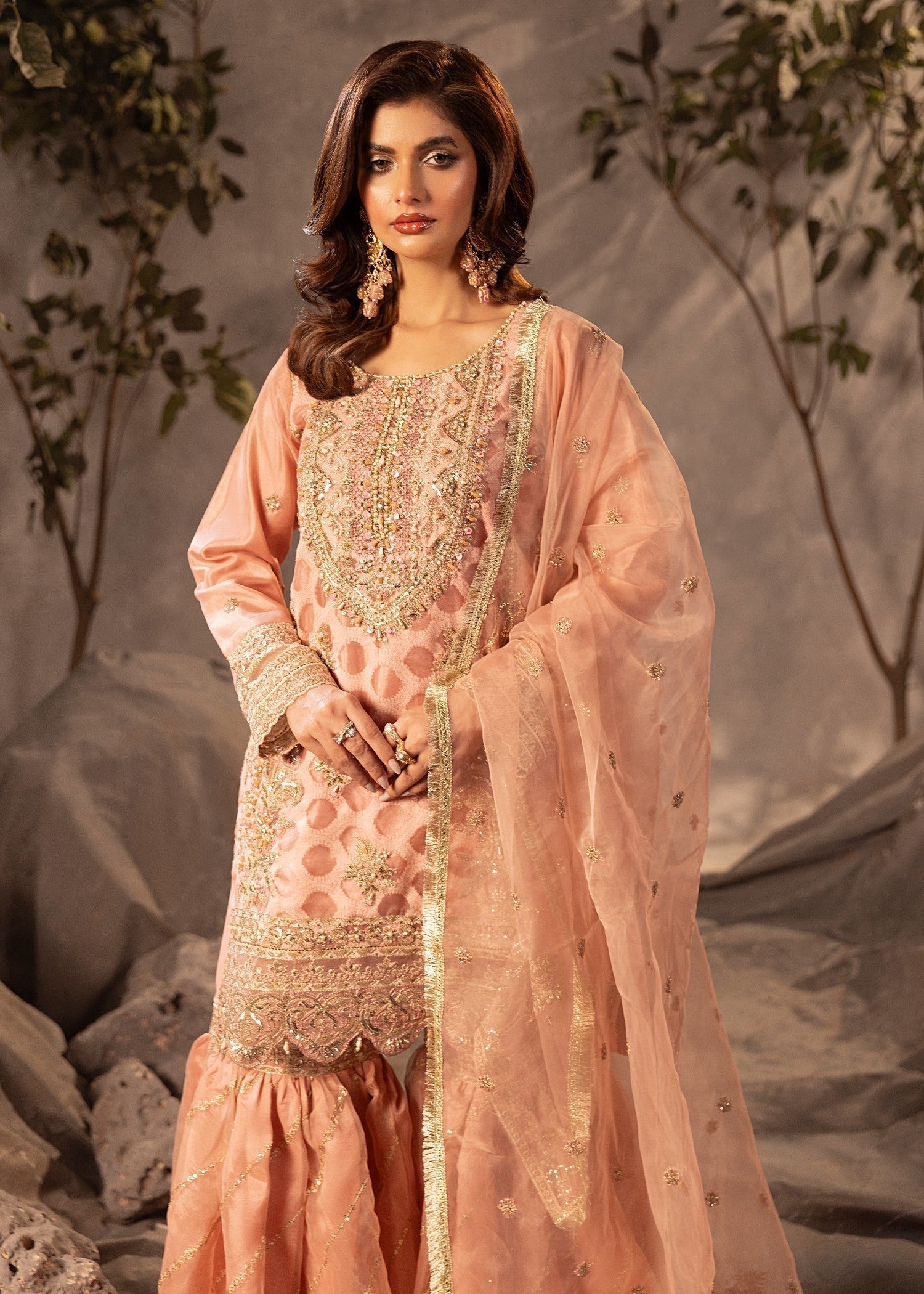 Diara Couture SHAHNOOR US 493 PEACH Women 3pcs