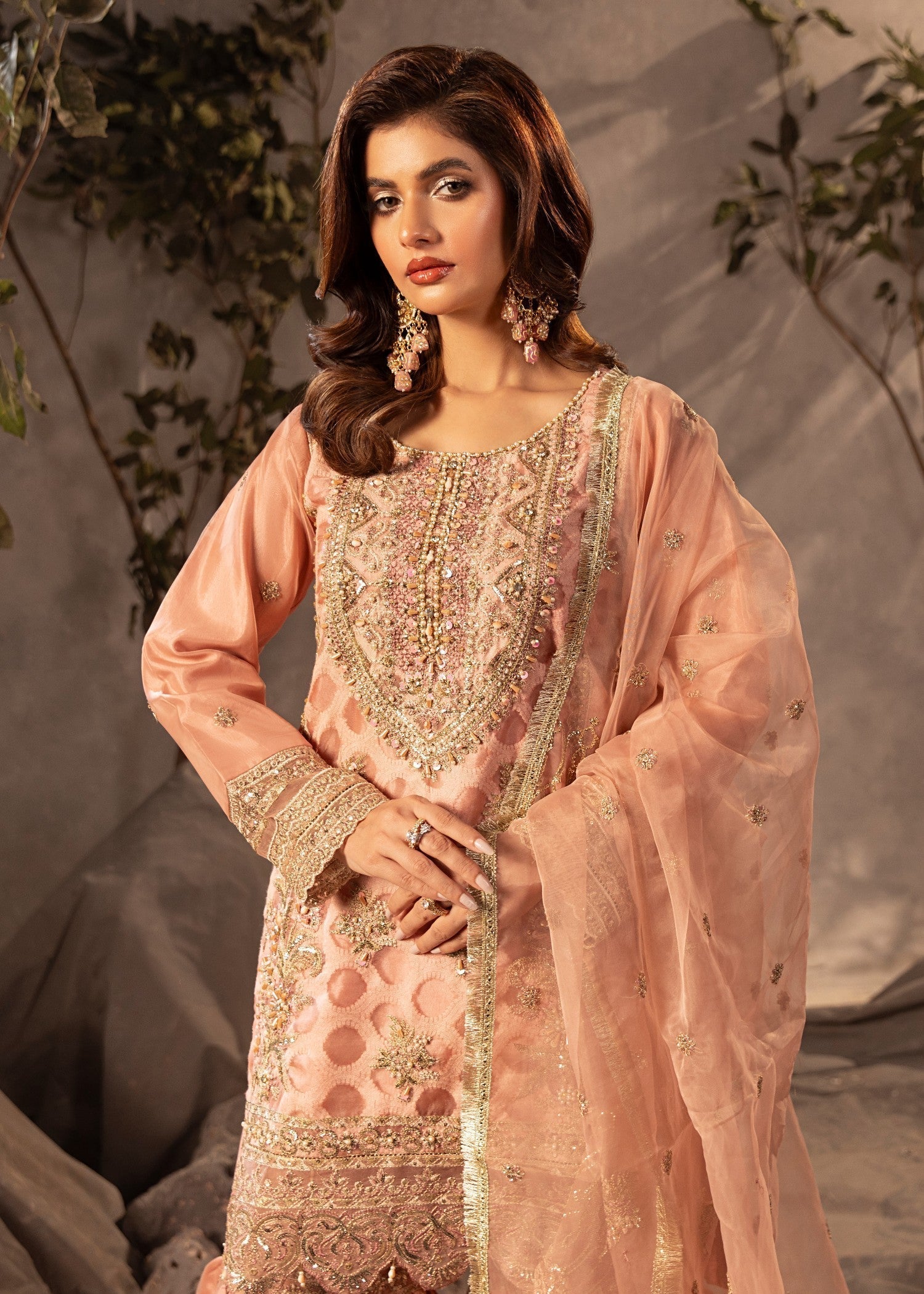 Diara Couture SHAHNOOR US 493 PEACH Women 3pcs