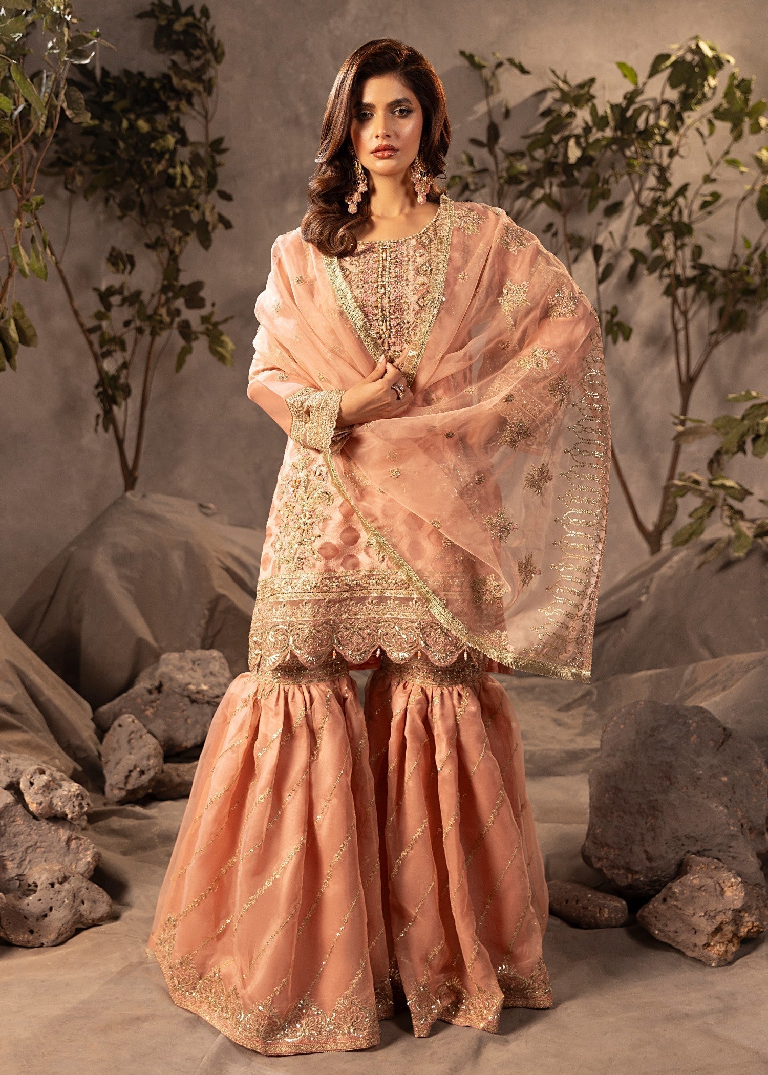 Diara Couture SHAHNOOR US 493 PEACH Women 3pcs