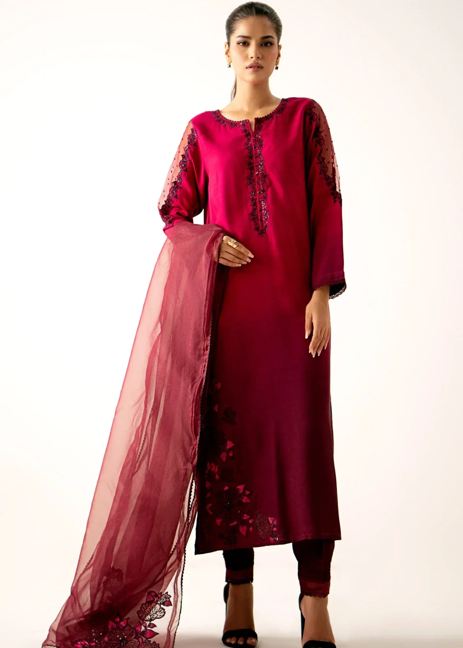 Zeen Stitched Embroidered Raw Silk Suit WZM34255 Women 3pcs