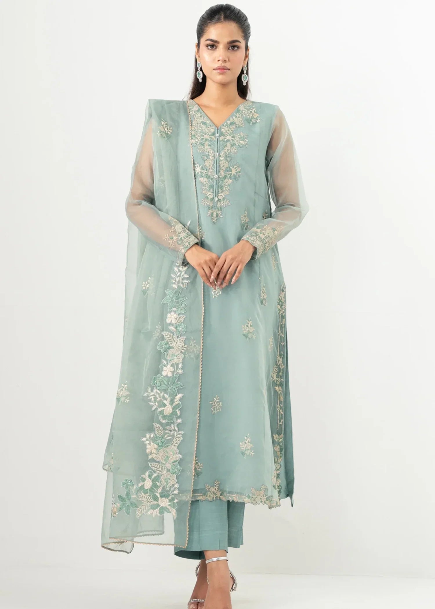 Zeen Stitched Embroidered Organza Suit WZM34541 Women 3pcs