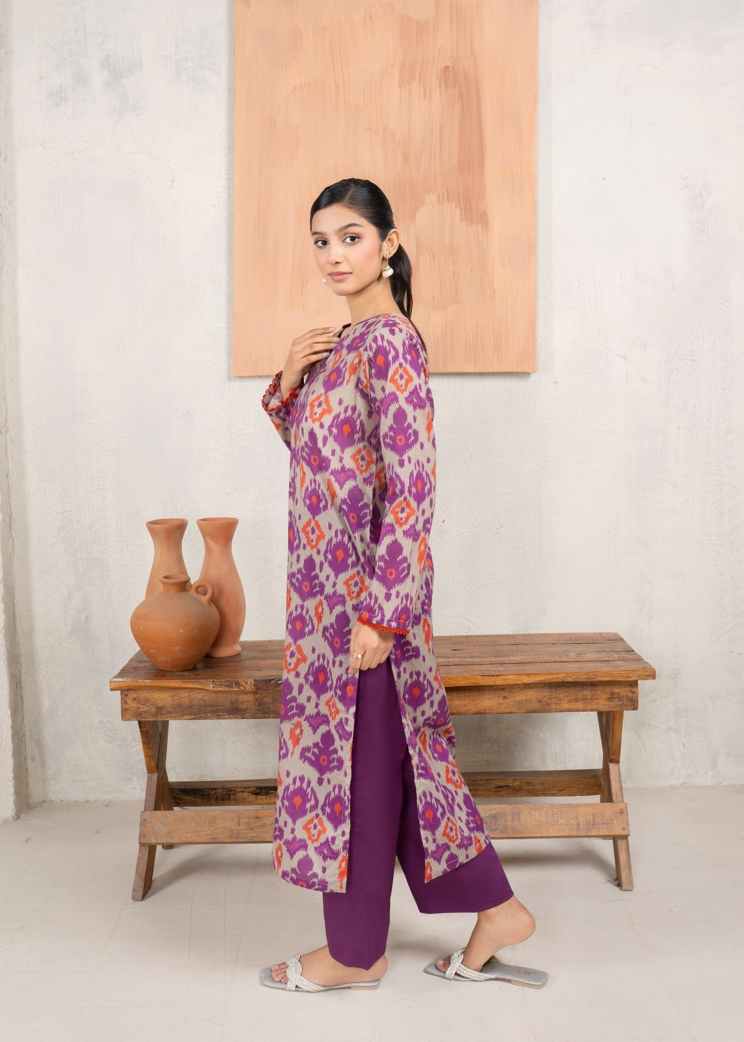Ahlam By Safa Textile Purple kurta set Women 2pcs