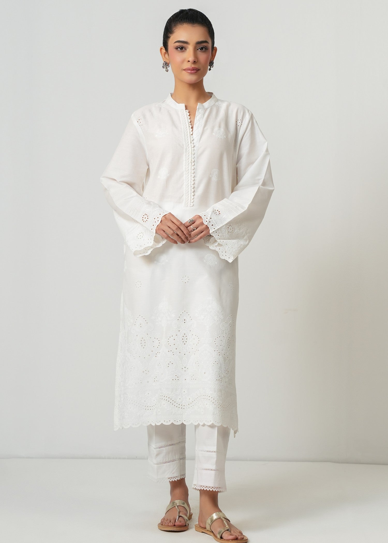 Zeen Stitched Embroidered Poplin Chikankari Top WLM15299 Women 1pcs