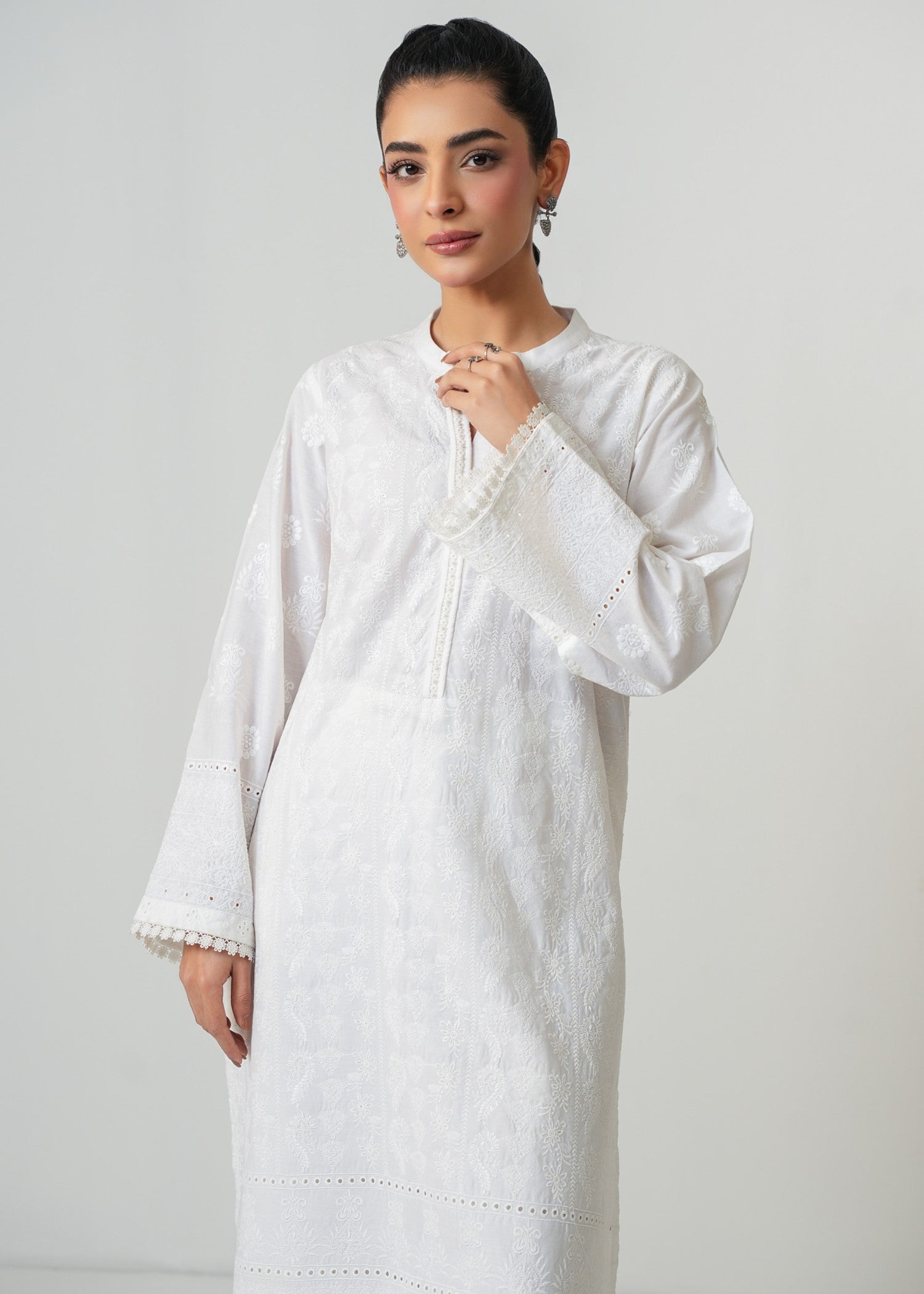 Zeen Stitched Embroidered Poplin Chikankari Top WLM15304 Women 1pcs