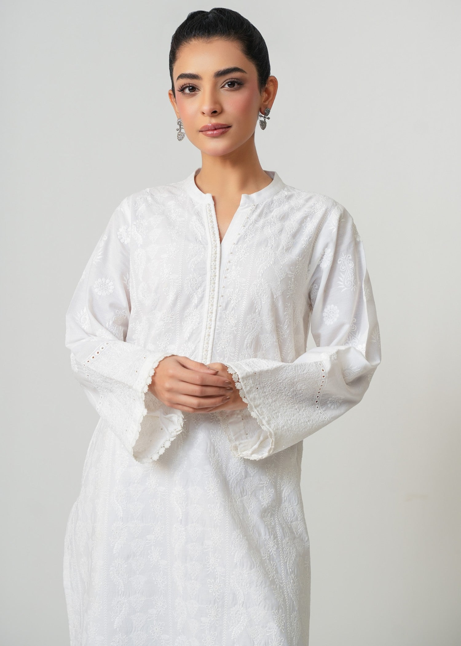 Zeen Stitched Embroidered Poplin Chikankari Top WLM15304 Women 1pcs