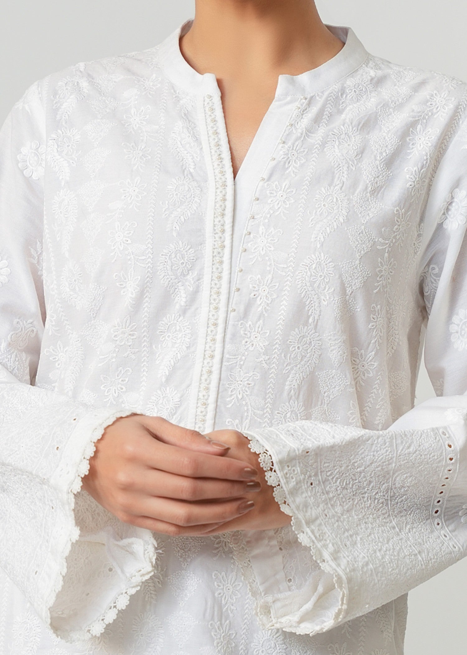 Zeen Stitched Embroidered Poplin Chikankari Top WLM15304 Women 1pcs