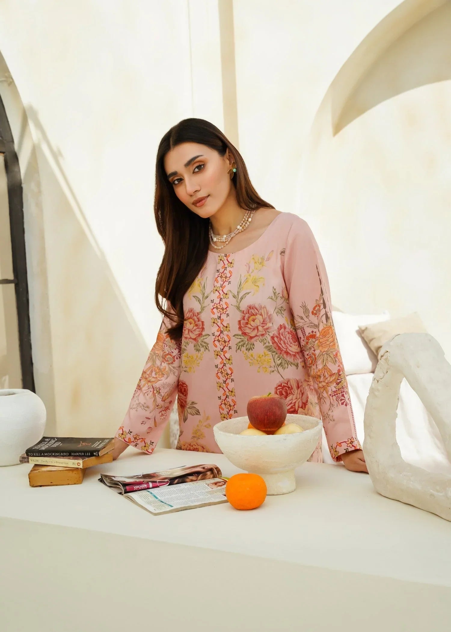 Divinely Crafted Women's Printed Cord Set Sapphire Pink Women 2pcs