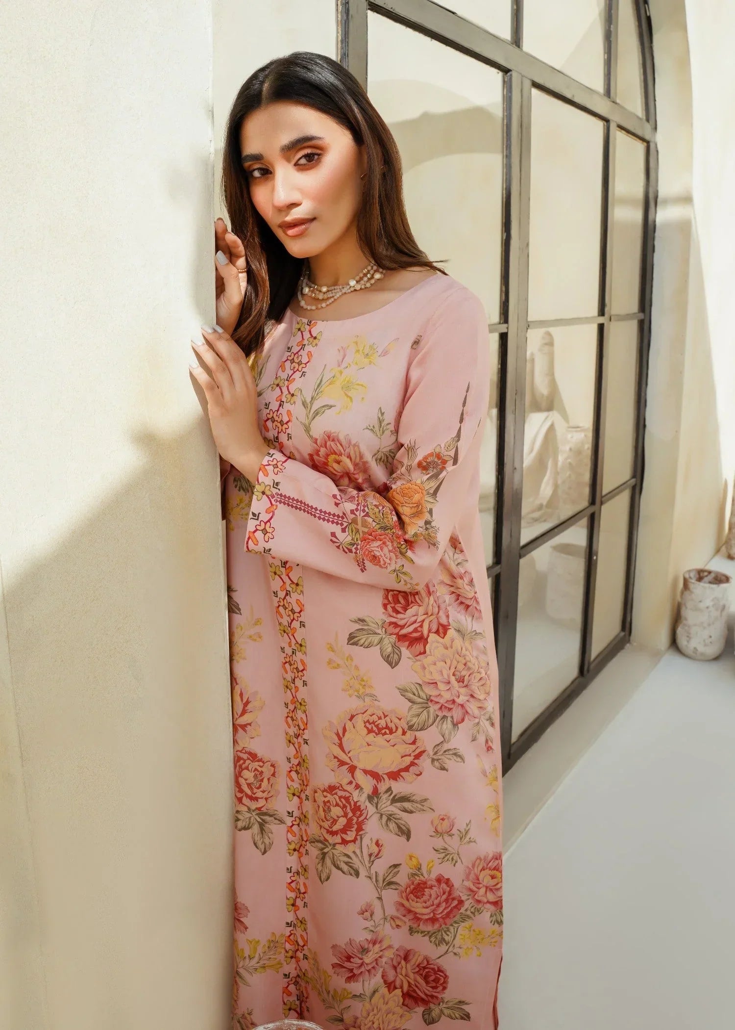 Divinely Crafted Women's Printed Cord Set Sapphire Pink Women 2pcs