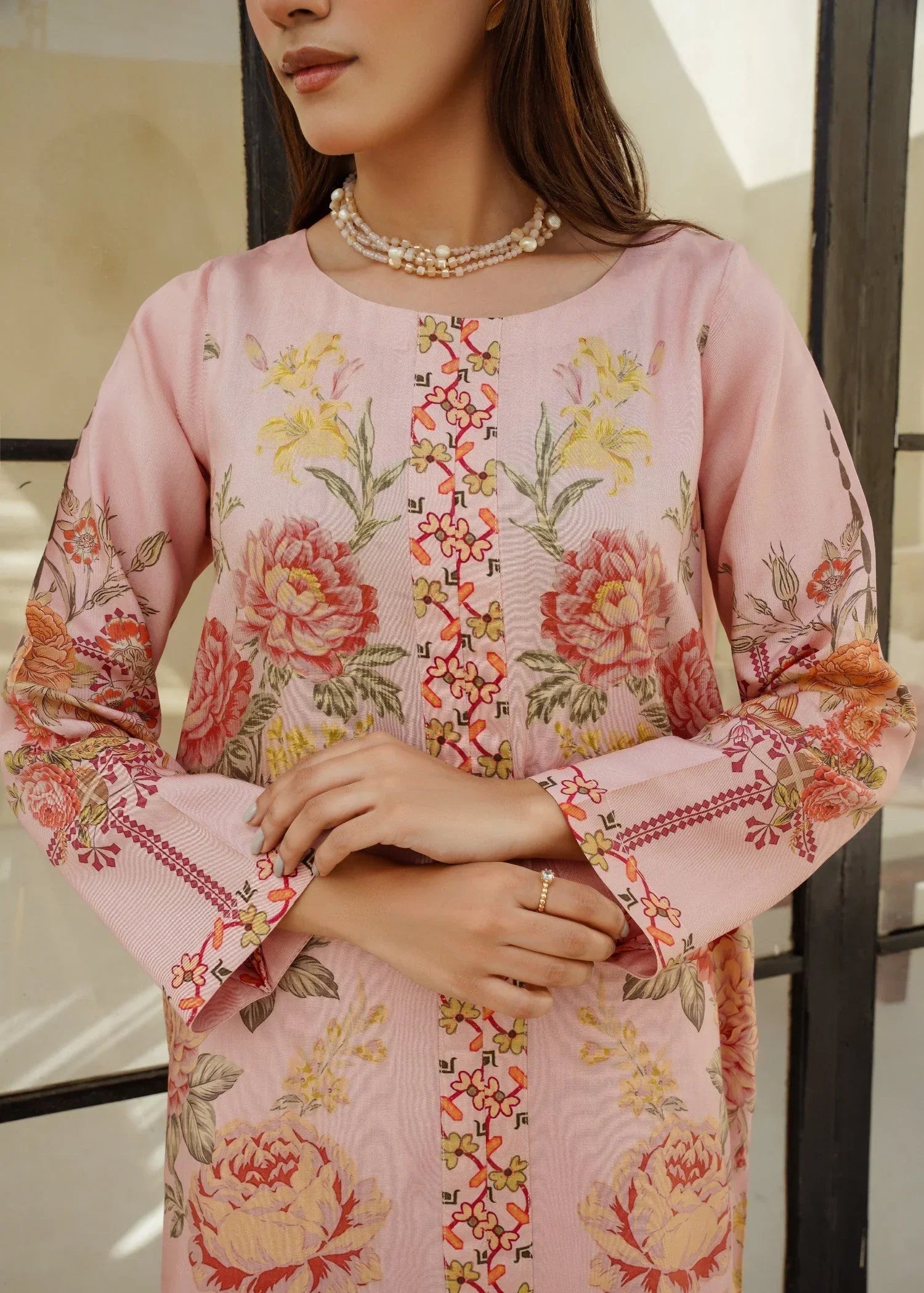 Divinely Crafted Women's Printed Cord Set Sapphire Pink Women 2pcs