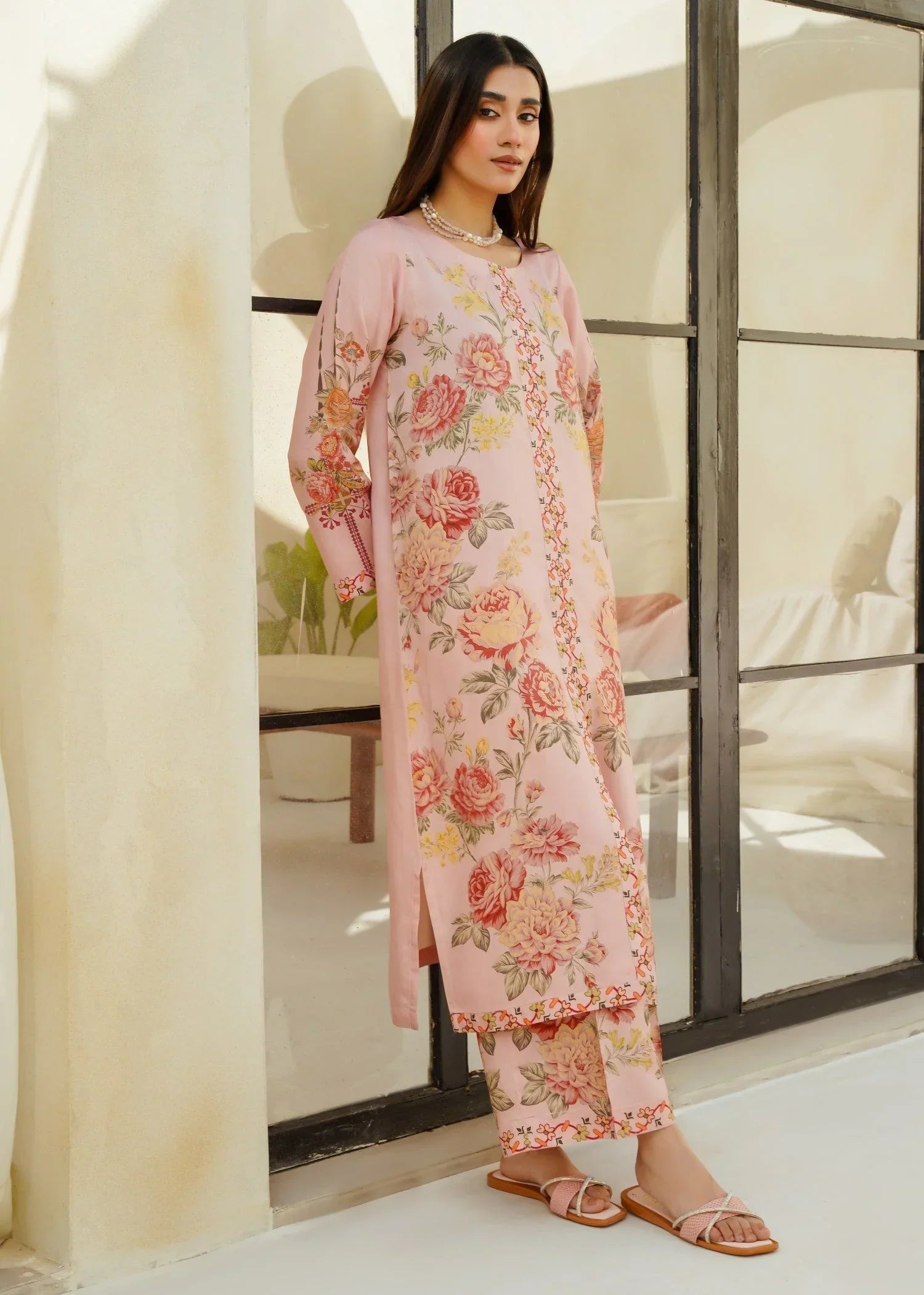 Divinely Crafted Women's Printed Cord Set Sapphire Pink Women 2pcs