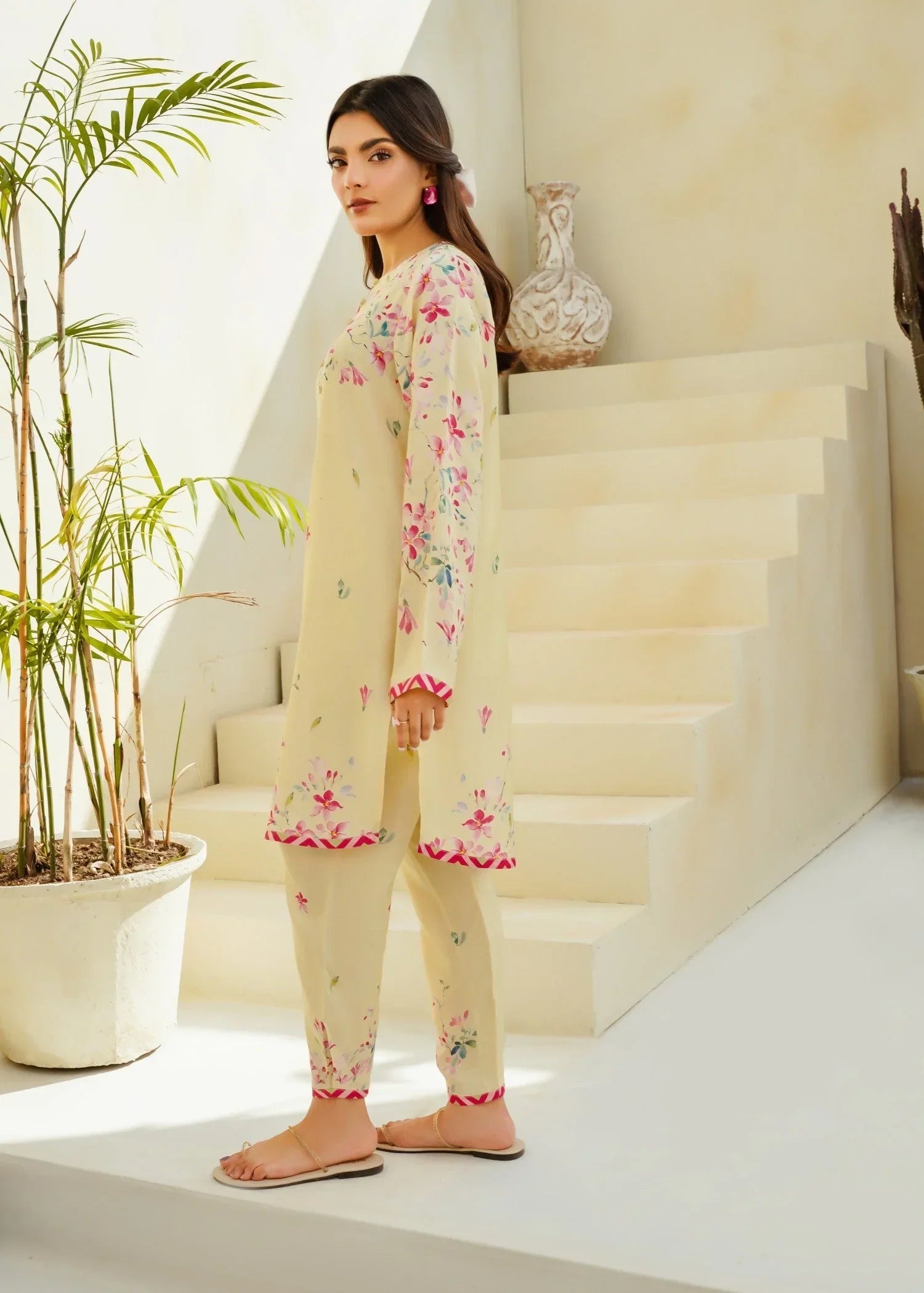 Divinely Crafted Women's Printed Cord Set Lemon Grove Women 2pcs