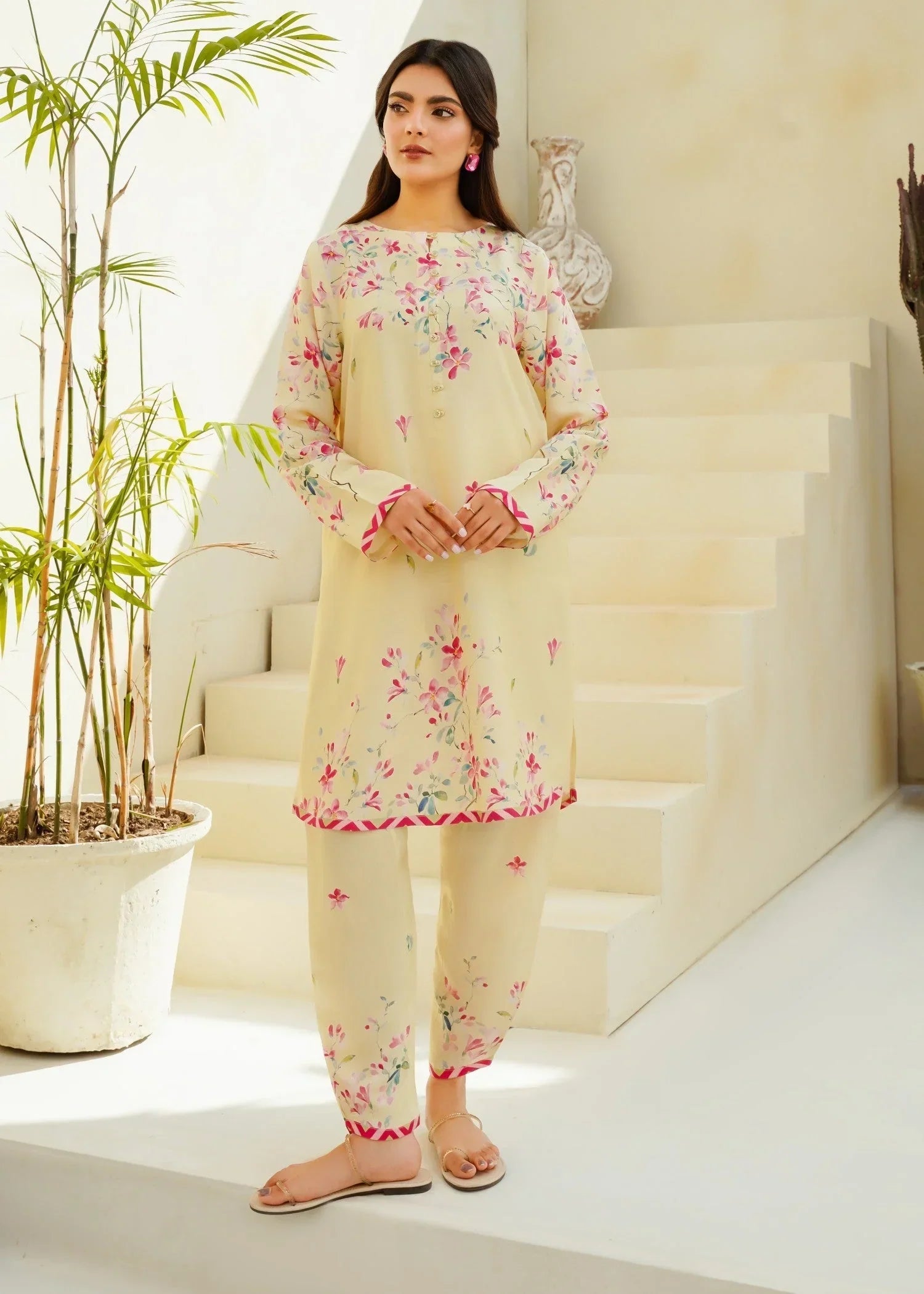 Divinely Crafted Women's Printed Cord Set Lemon Grove Women 2pcs