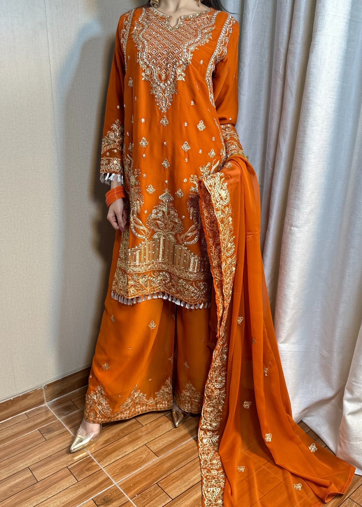 Four Season Boutique ESHAL CHIFFON RUSTORANGE Women 3pcs